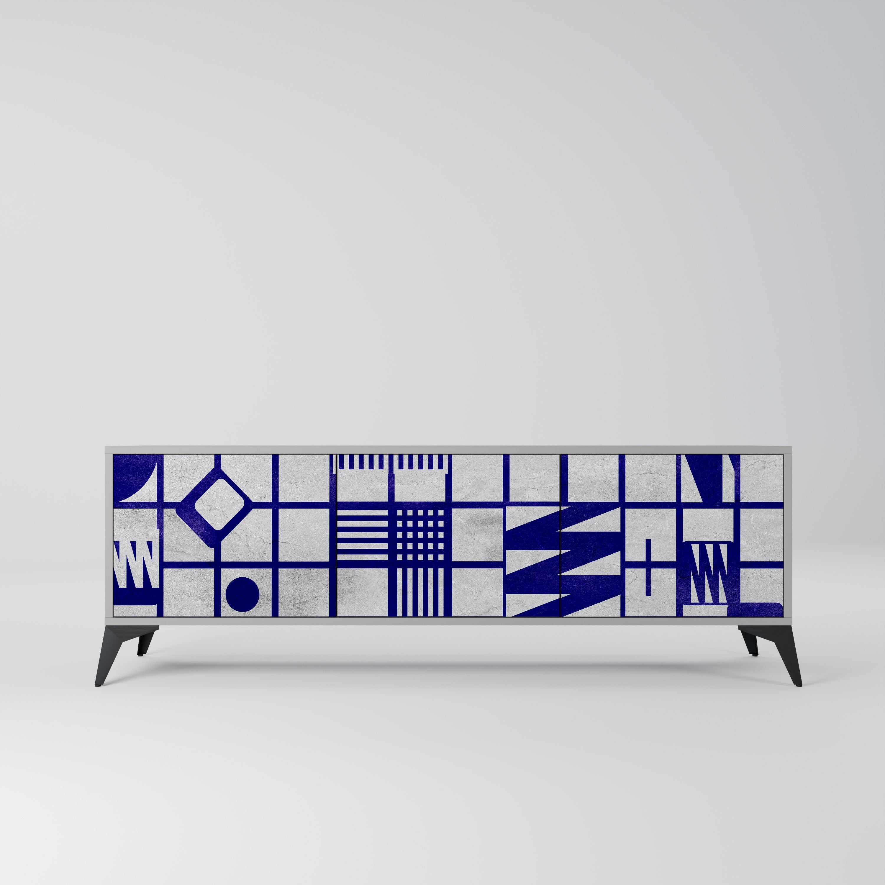 Meuble TV 3 portes THE RIGHT PLACES finition grise