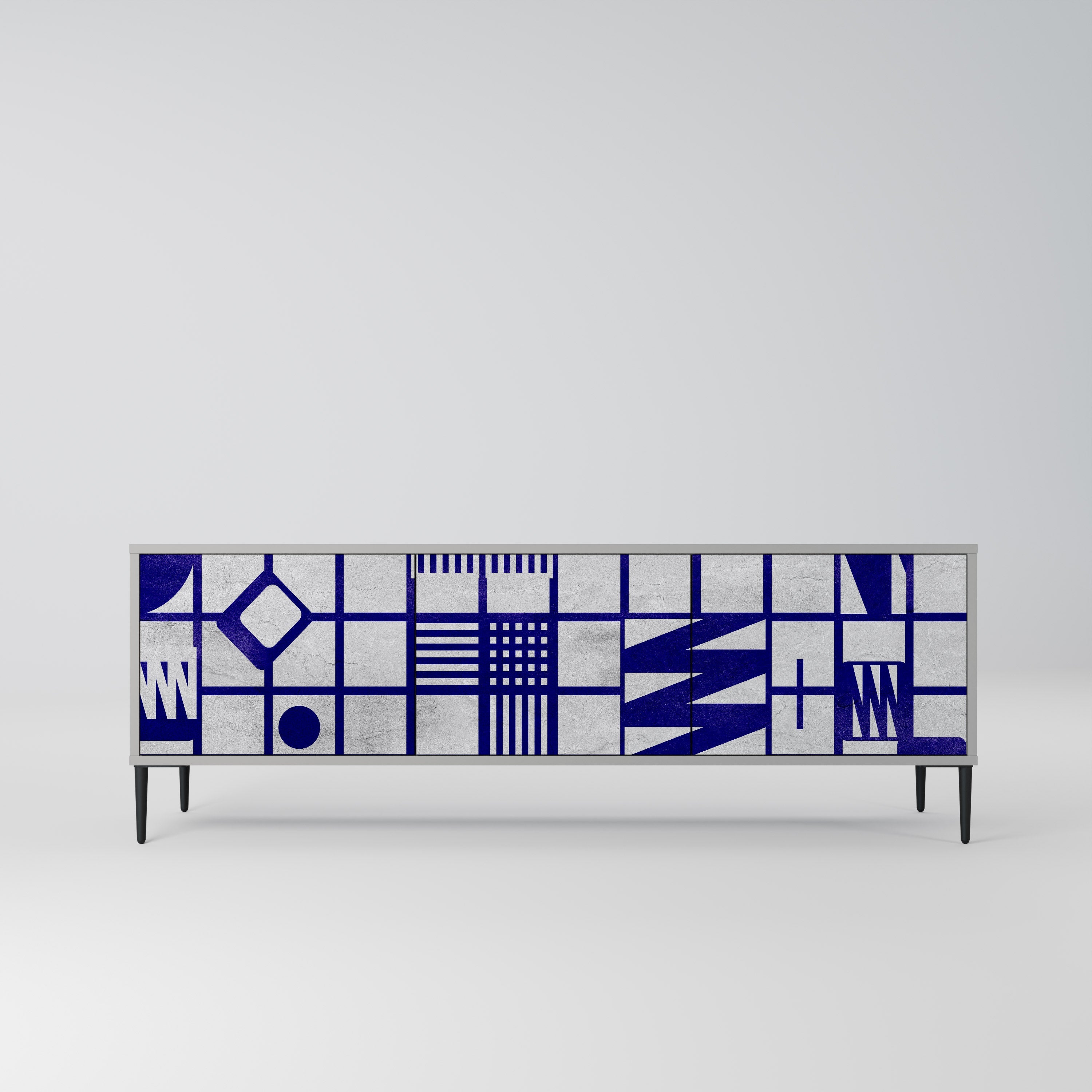 Meuble TV 3 portes THE RIGHT PLACES finition grise