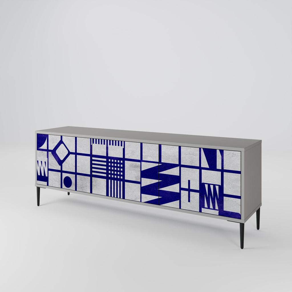 Meuble TV 3 portes THE RIGHT PLACES finition grise