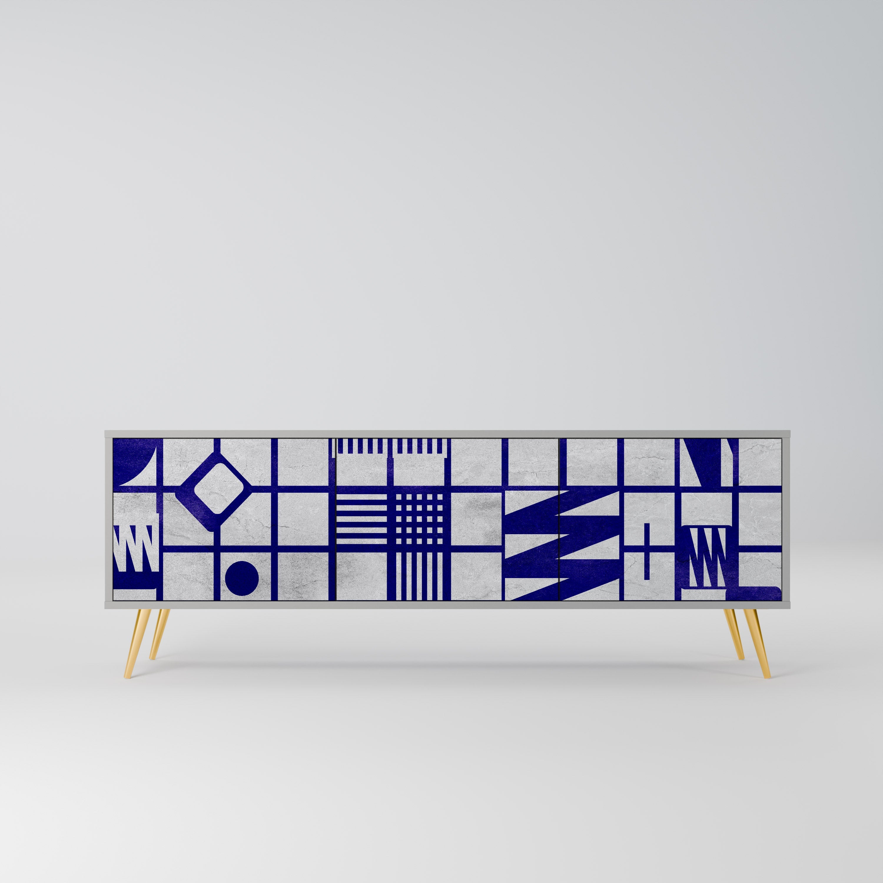 Meuble TV 3 portes THE RIGHT PLACES finition grise