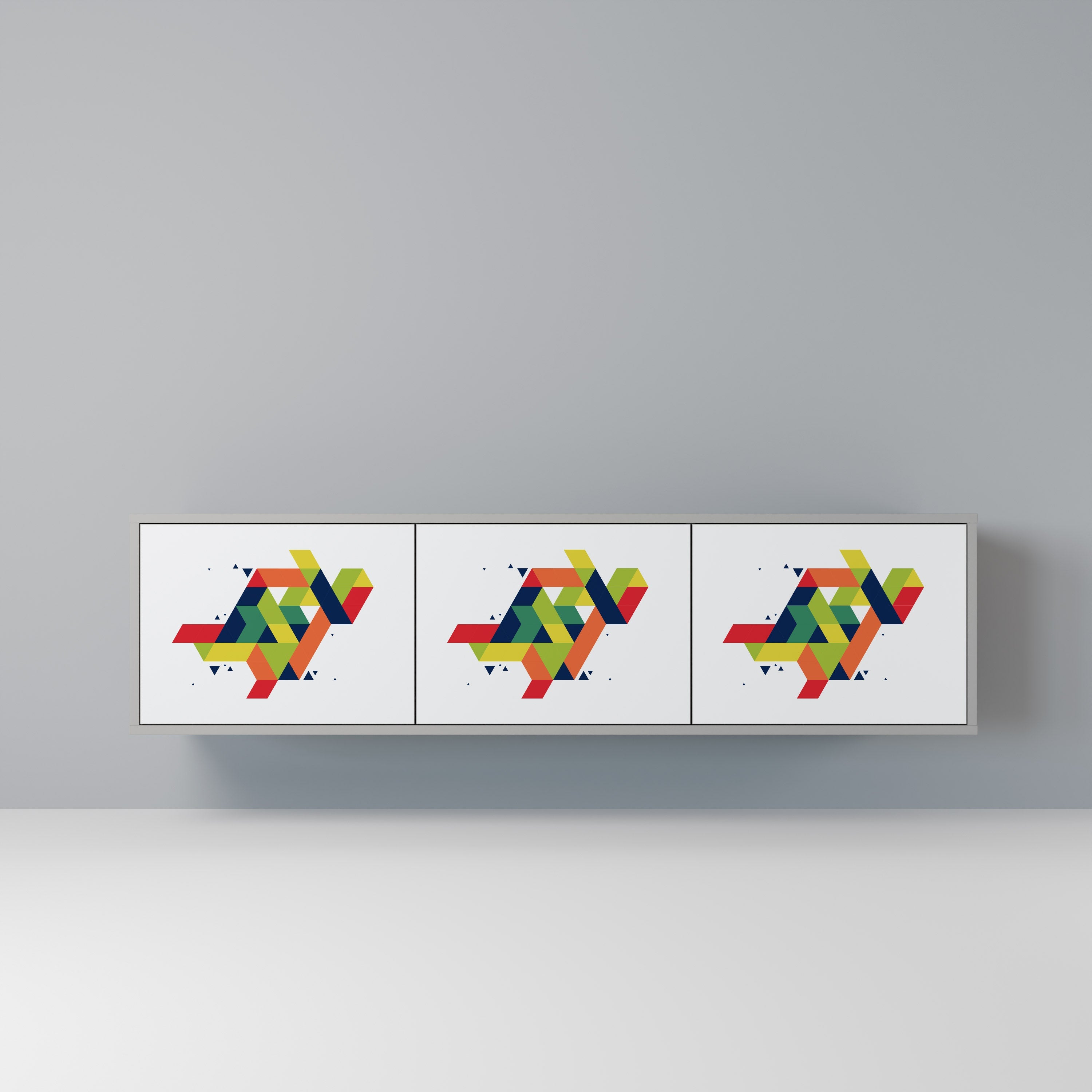 Meuble TV 3 portes FUTURE SIGN, finition grise