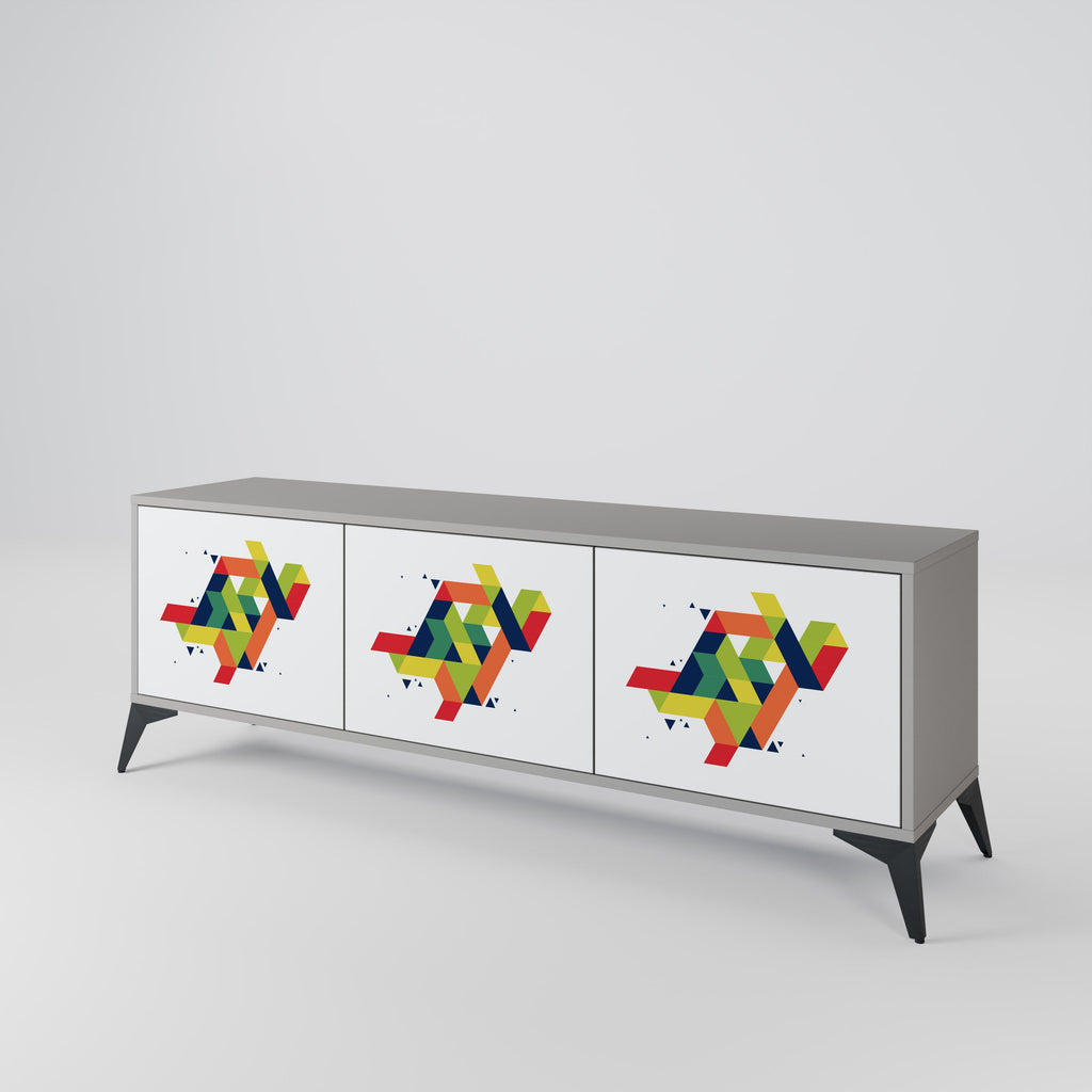 Meuble TV 3 portes FUTURE SIGN, finition grise