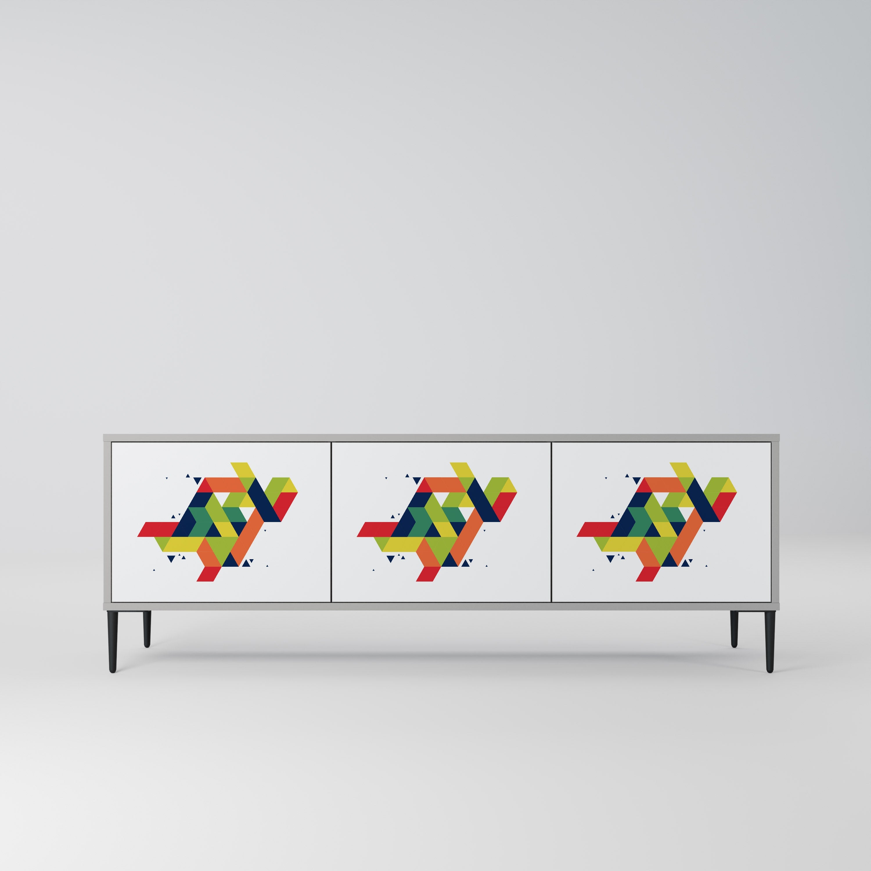 Meuble TV 3 portes FUTURE SIGN, finition grise