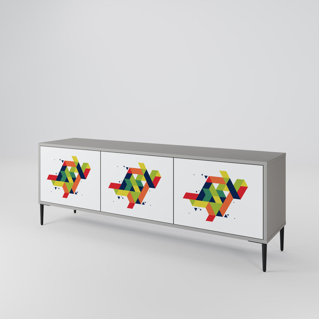 Meuble TV 3 portes FUTURE SIGN, finition grise