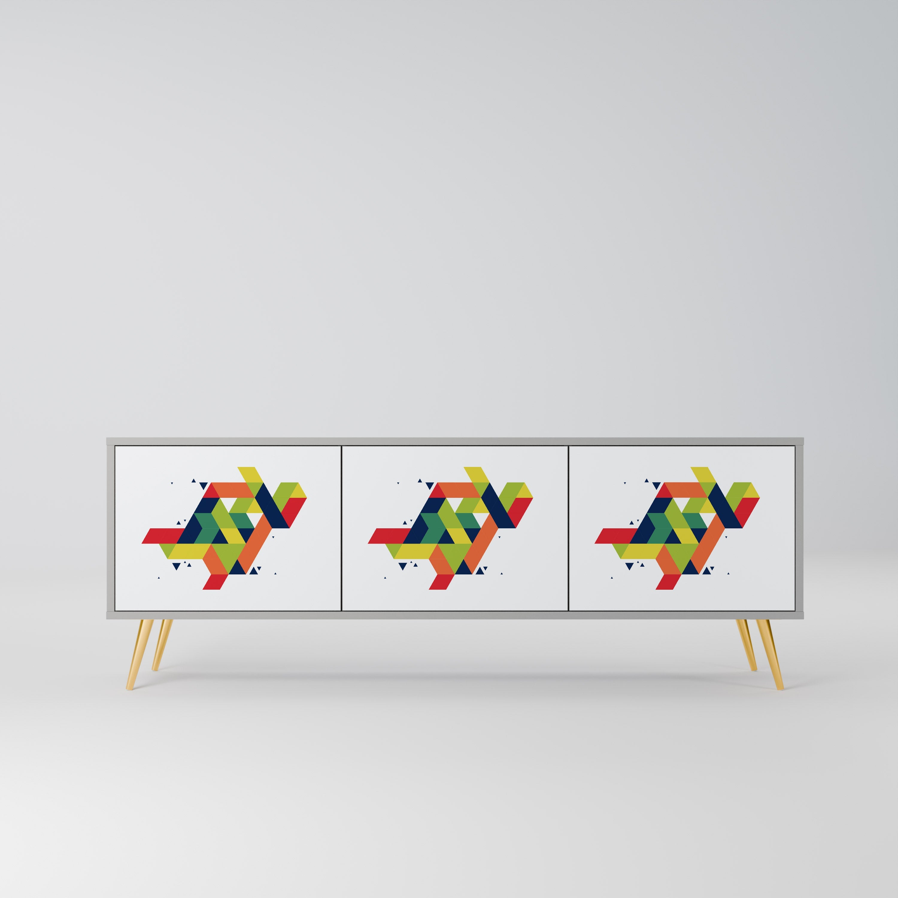 Meuble TV 3 portes FUTURE SIGN, finition grise