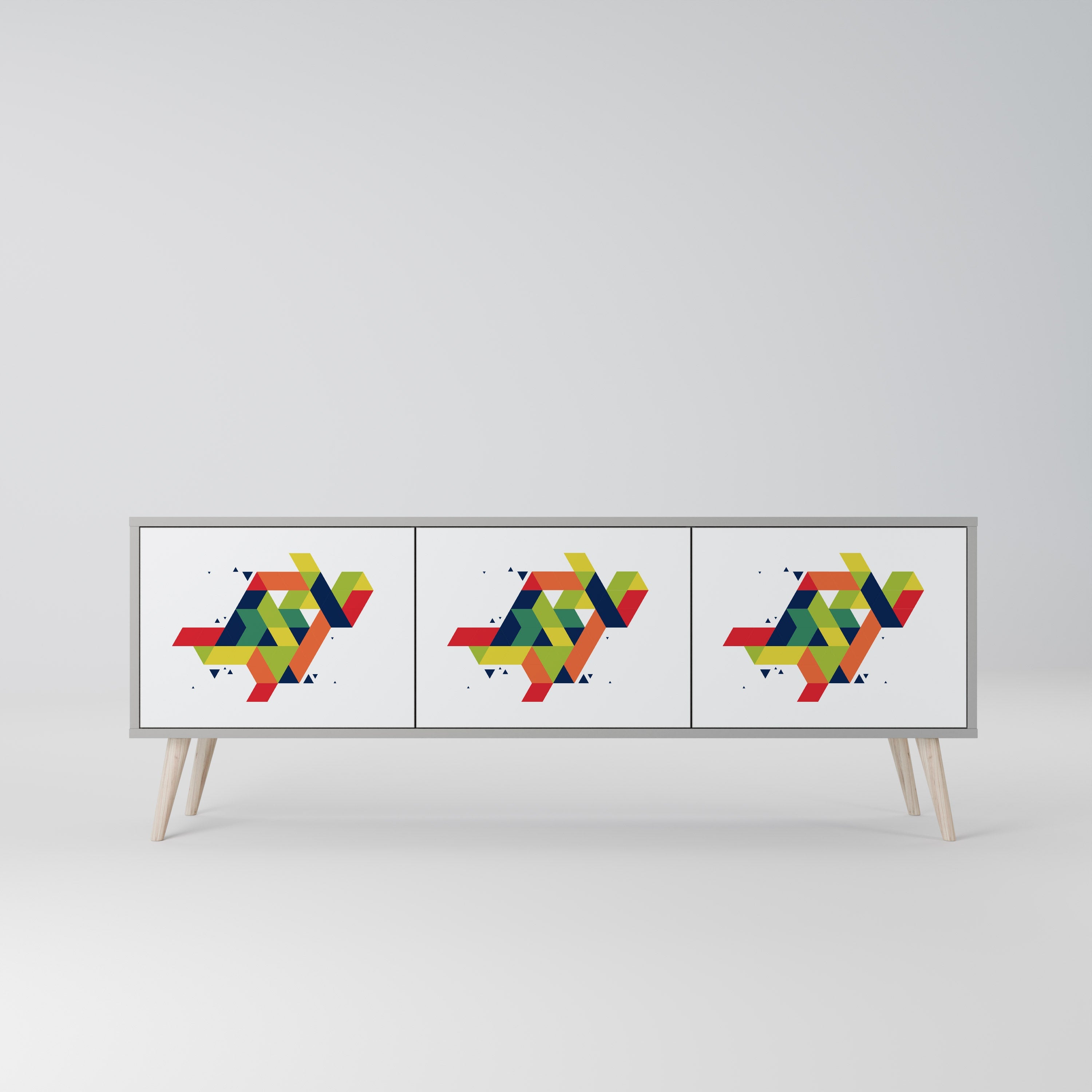 Meuble TV 3 portes FUTURE SIGN, finition grise