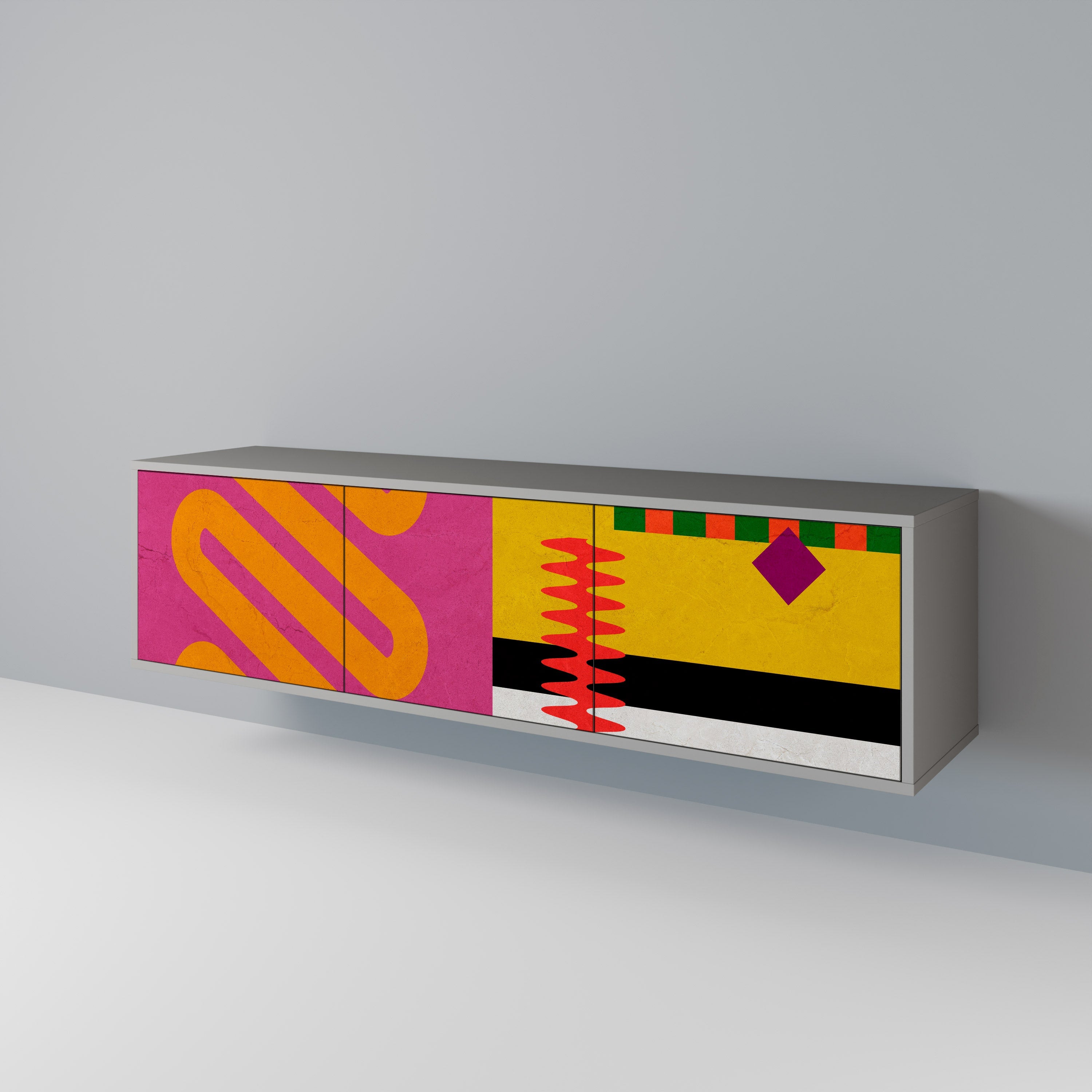 Meuble TV 3 portes VIVID ART finition grise