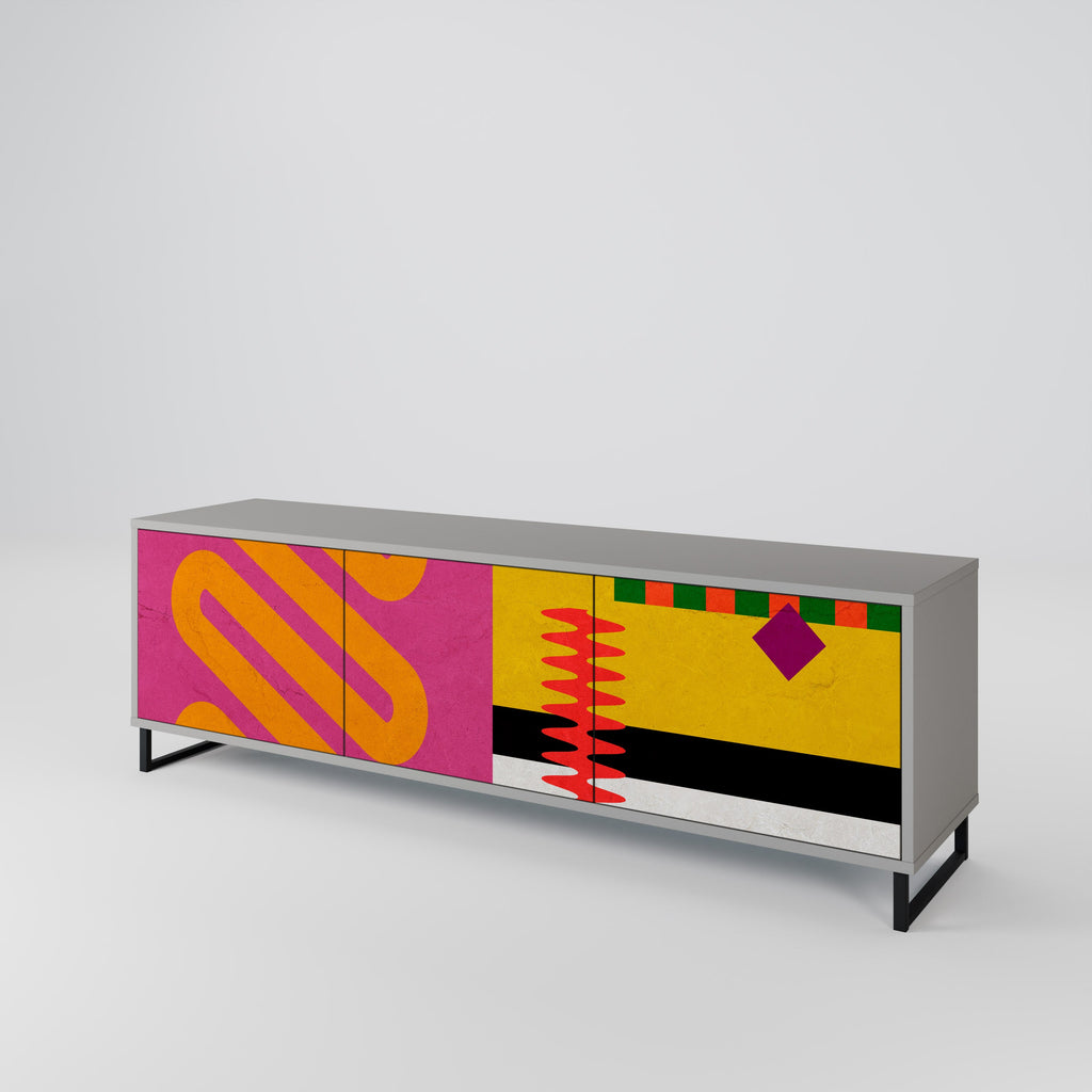 Meuble TV 3 portes VIVID ART finition grise