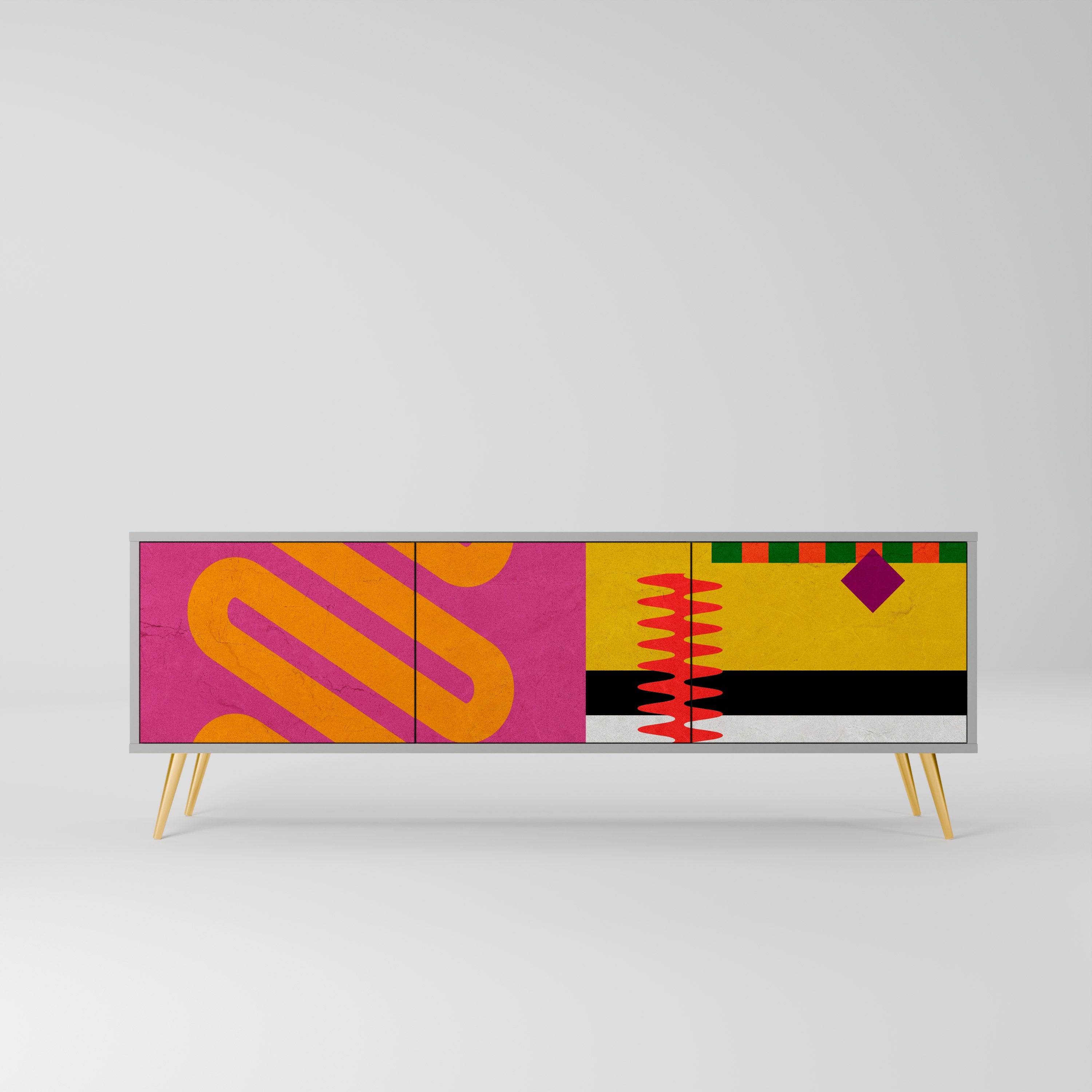 Meuble TV 3 portes VIVID ART finition grise