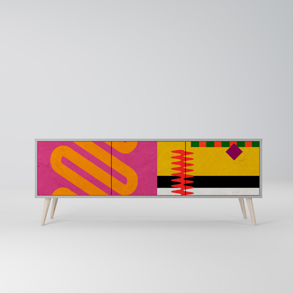 Meuble TV 3 portes VIVID ART finition grise