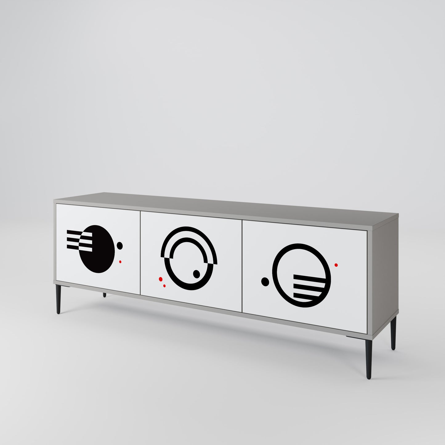 BLACK AND WHITE COMBINATION 3-Door TV Cabinet