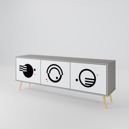 BLACK AND WHITE COMBINATION 3-Door TV Cabinet