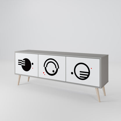 BLACK AND WHITE COMBINATION 3-Door TV Cabinet