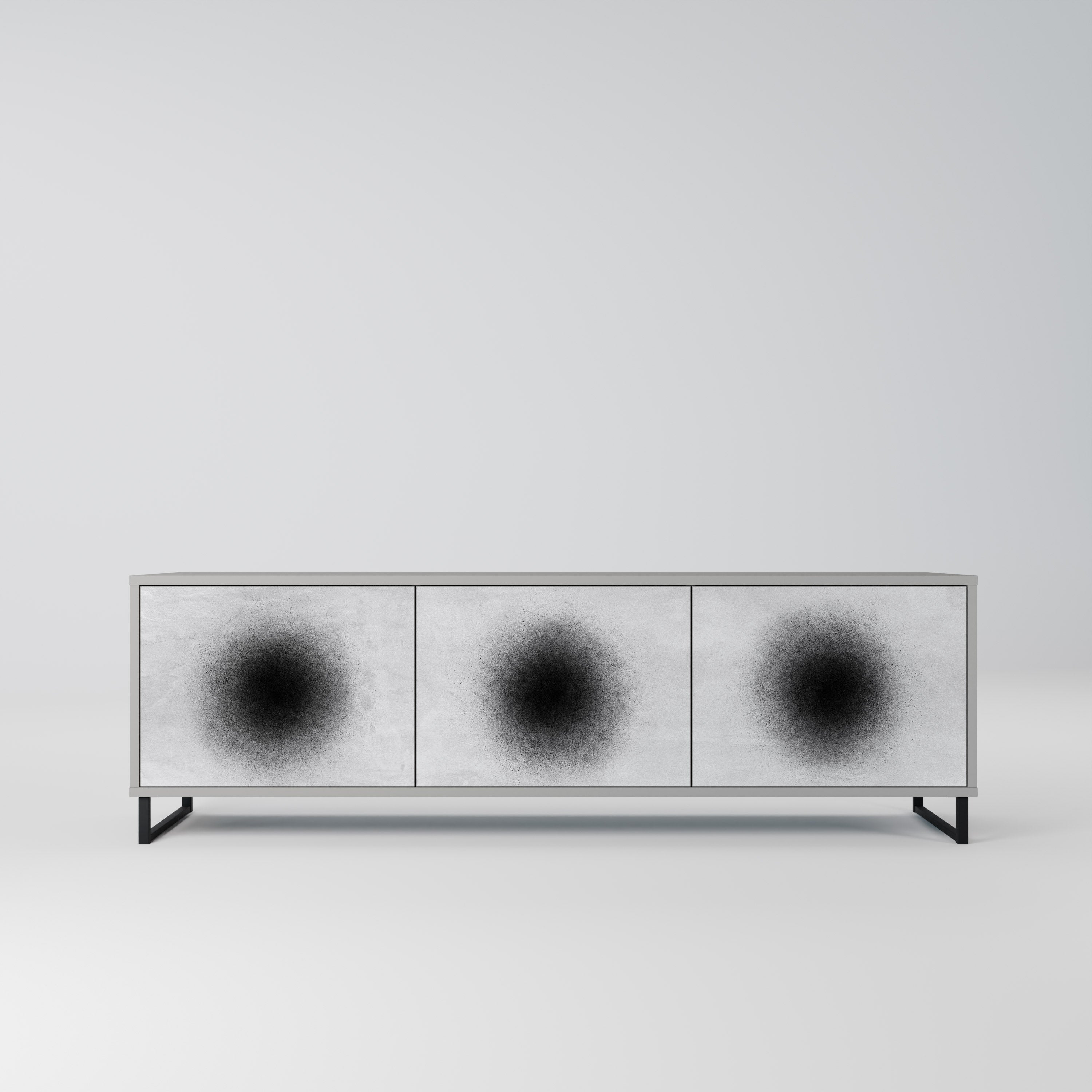 Meuble TV 3 portes BLACK HOLE finition grise