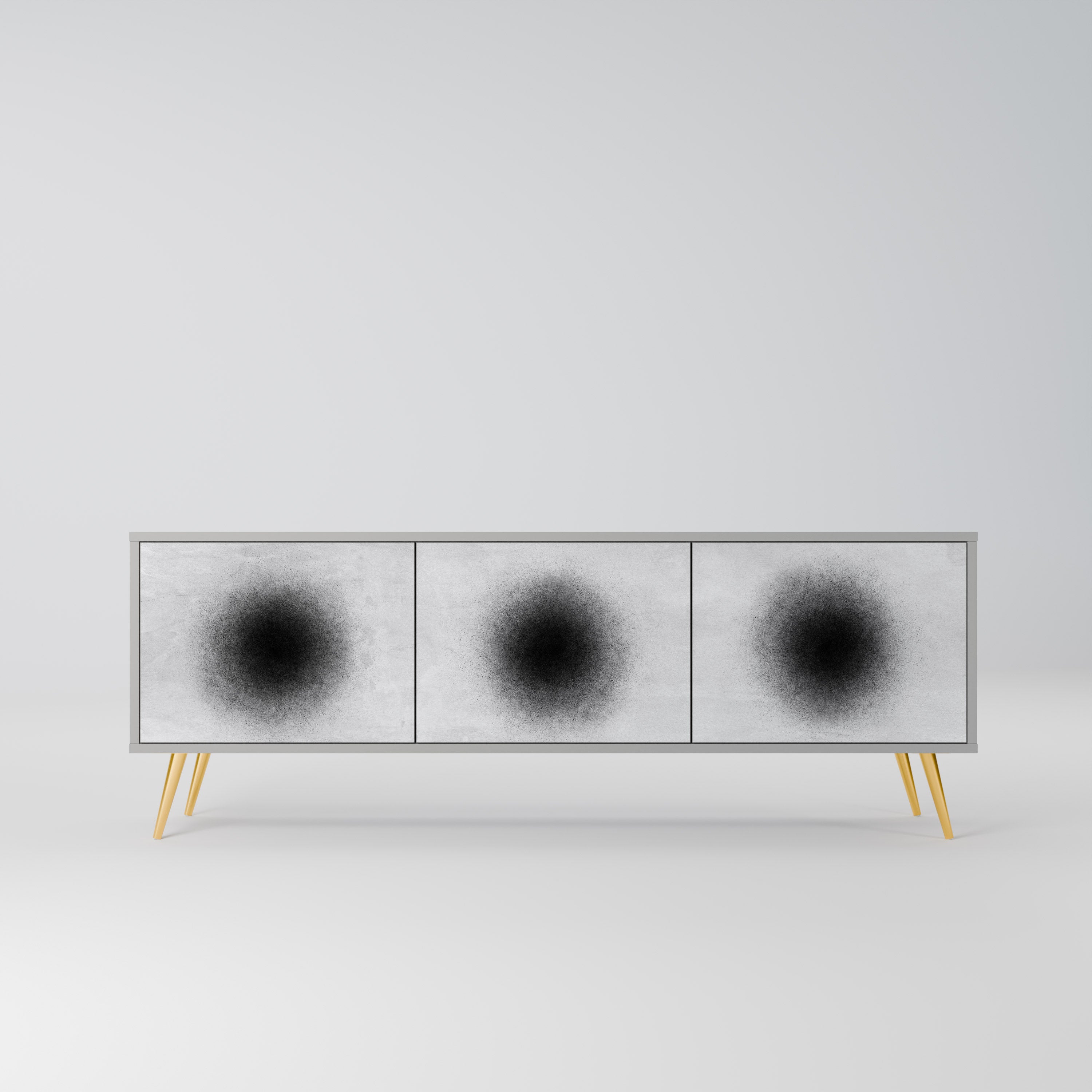 Meuble TV 3 portes BLACK HOLE finition grise