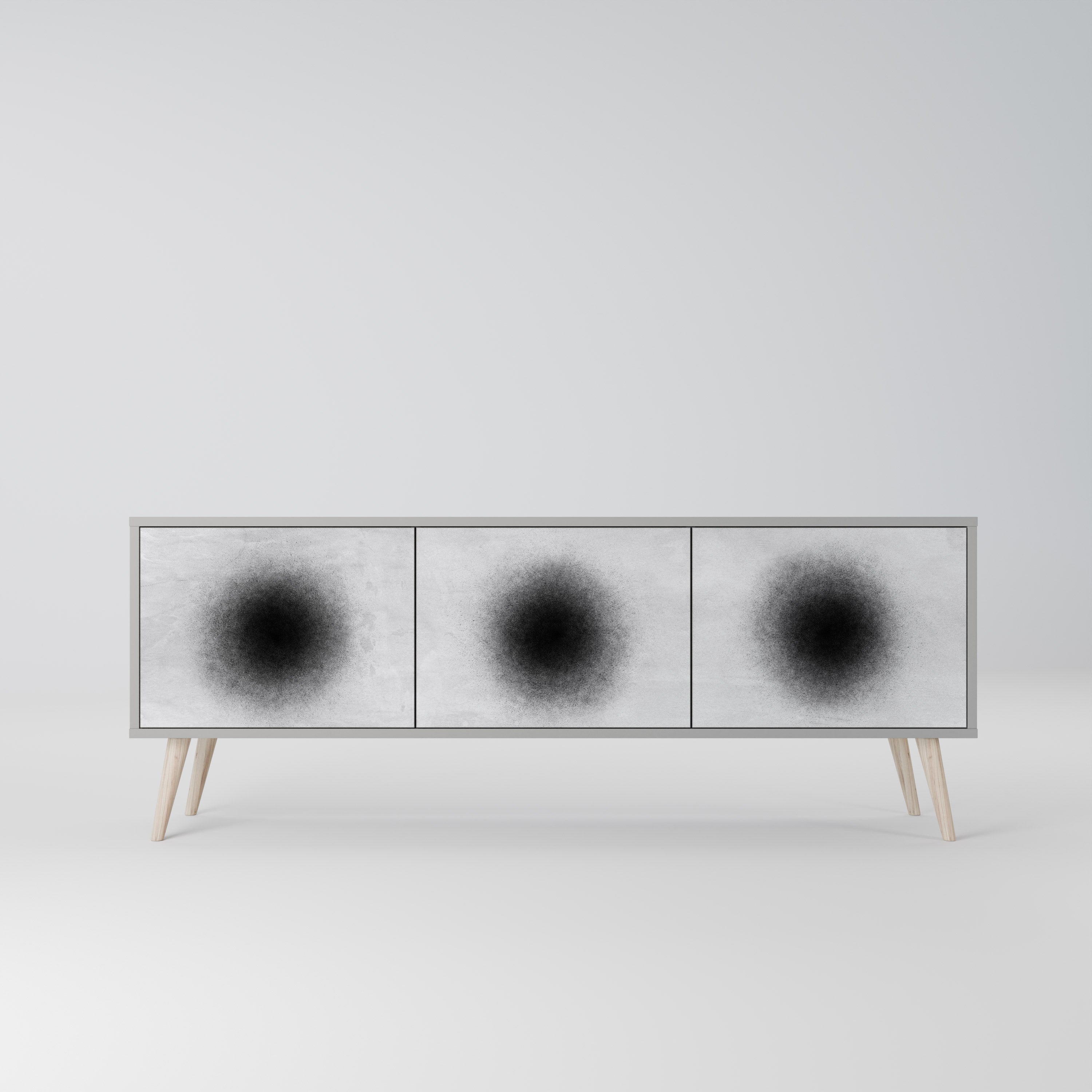 Meuble TV 3 portes BLACK HOLE finition grise