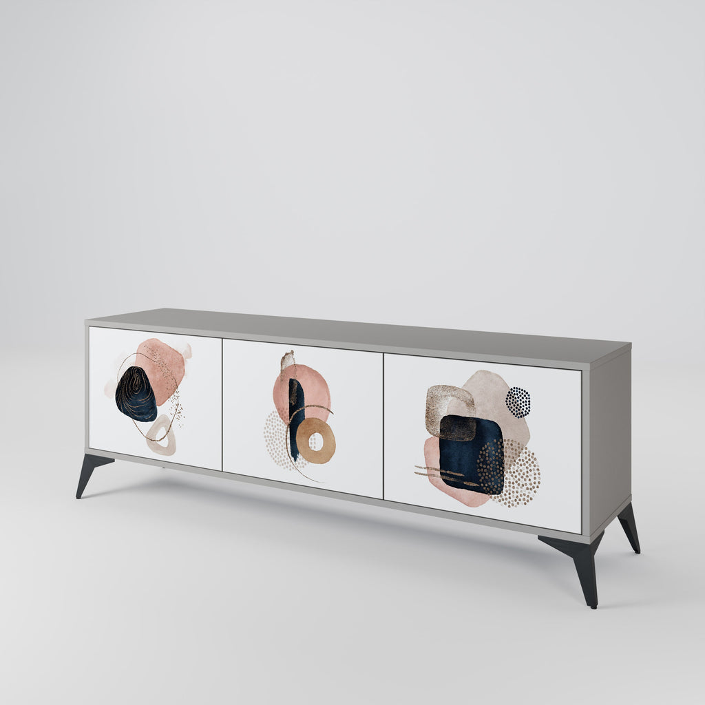 Meuble TV 3 portes COLORFUL SHAPES en finition grise