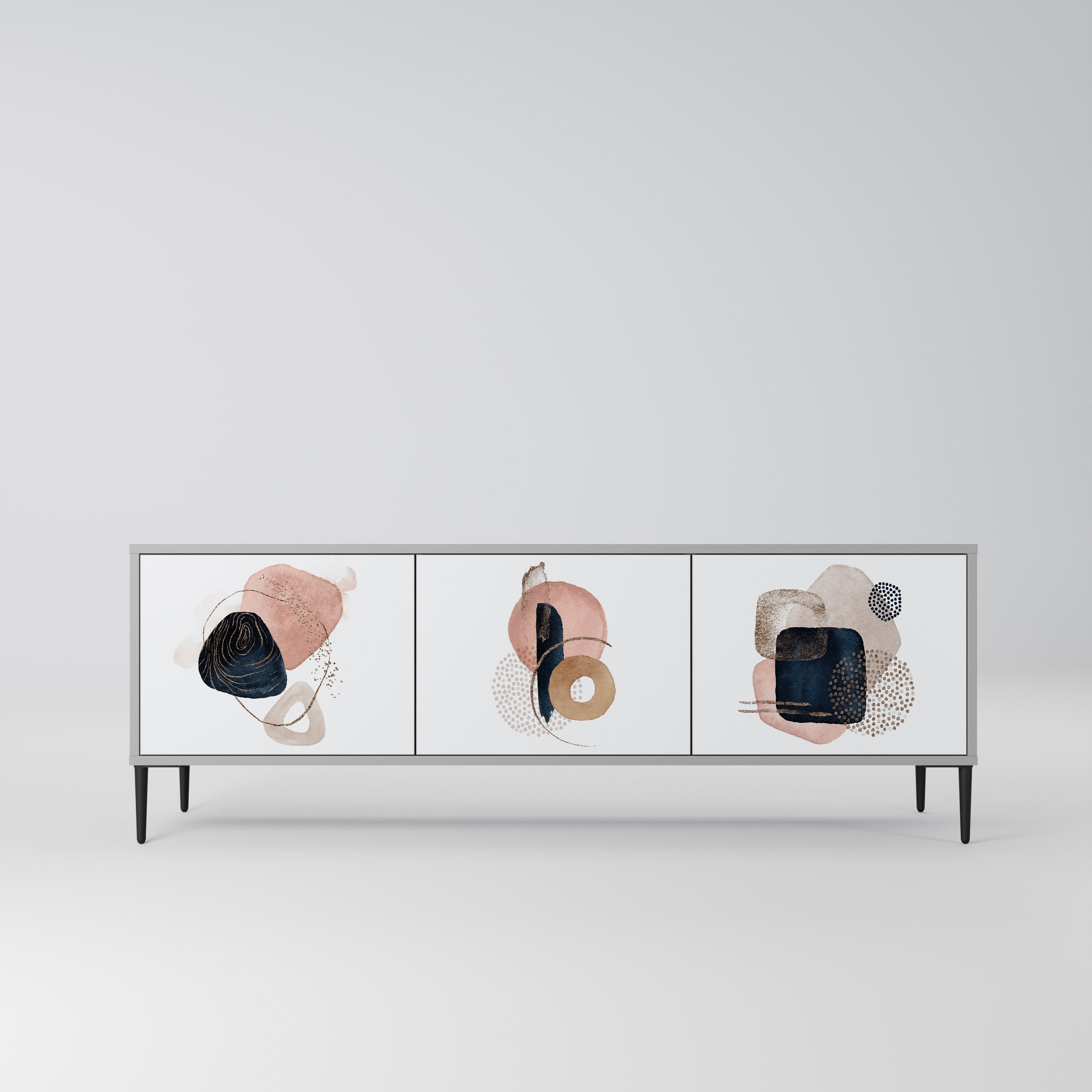 Meuble TV 3 portes COLORFUL SHAPES en finition grise