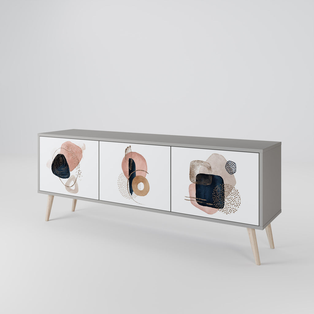 Meuble TV 3 portes COLORFUL SHAPES en finition grise