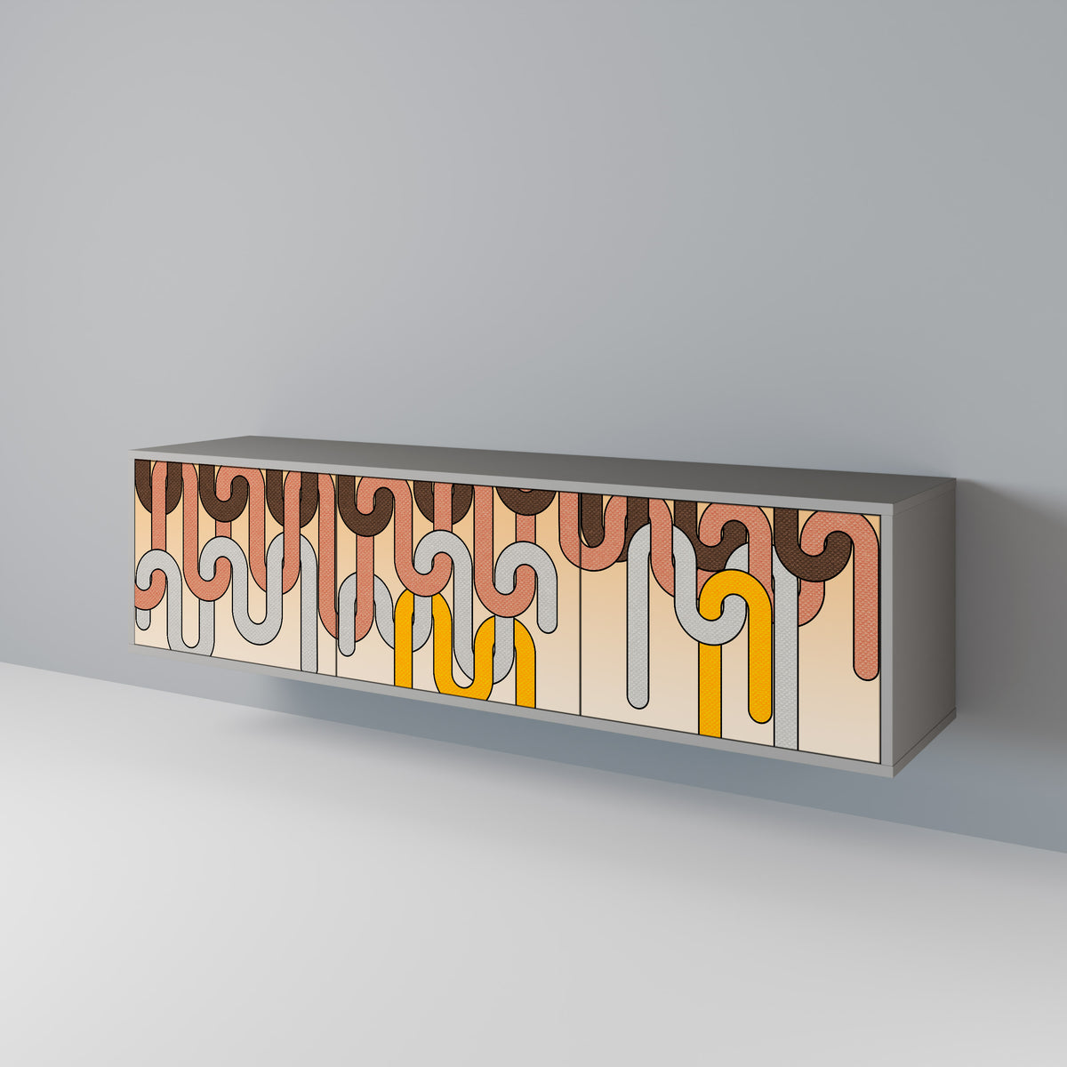 COLORFUL STRINGS 3-Door TV Cabinet