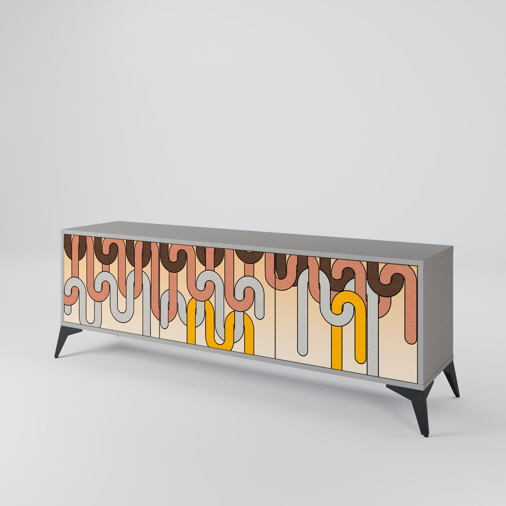 Meuble TV 3 portes COLORFUL STRINGS, finition grise