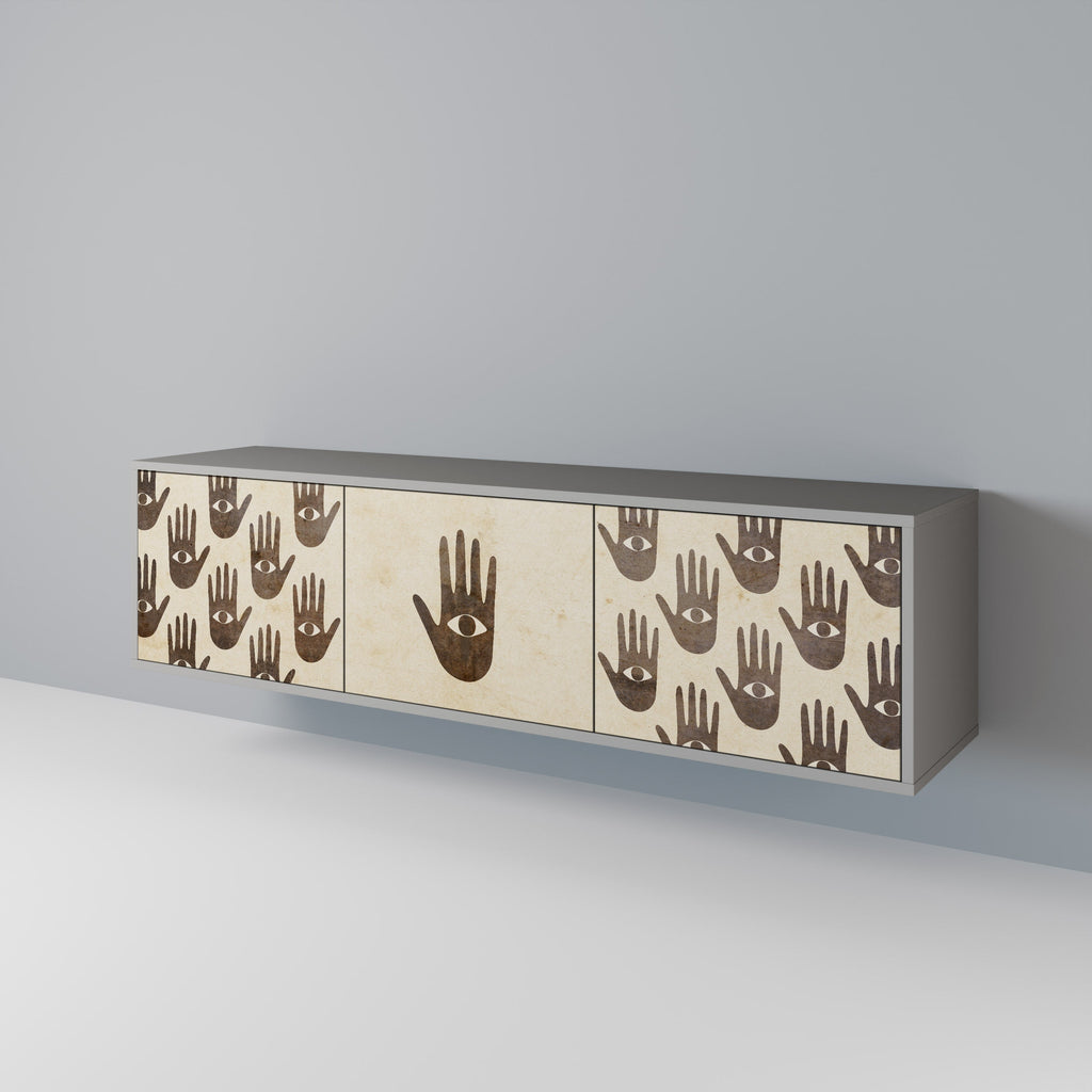 VOIR PLUS Meuble TV 3 portes en finition grise