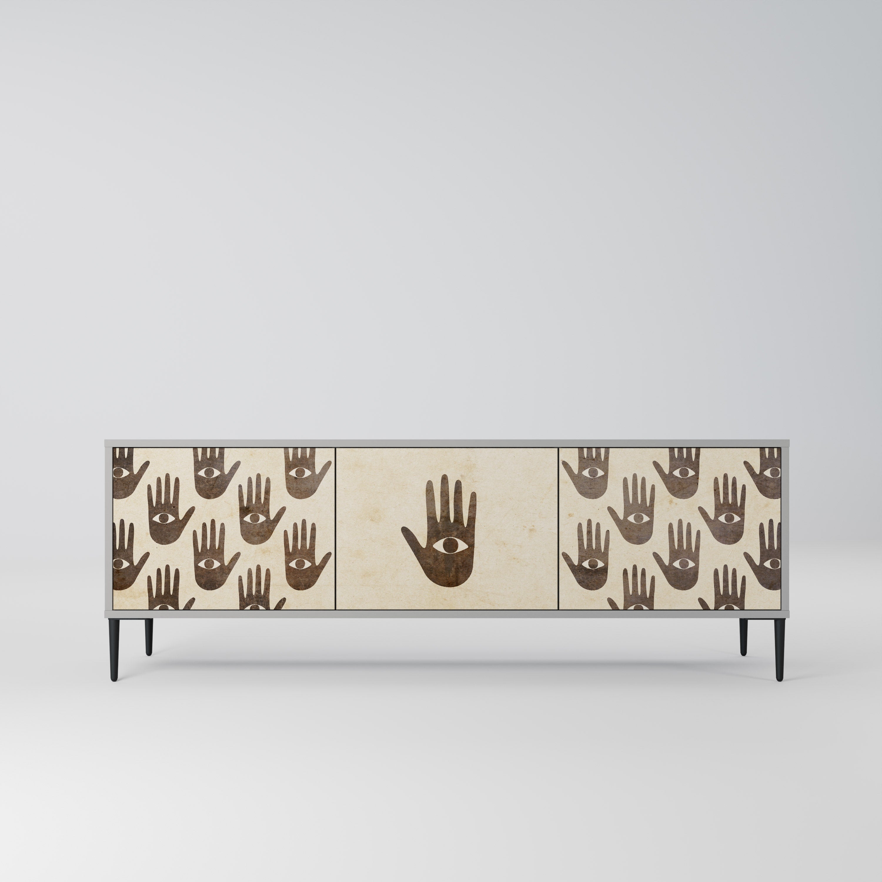 VOIR PLUS Meuble TV 3 portes en finition grise