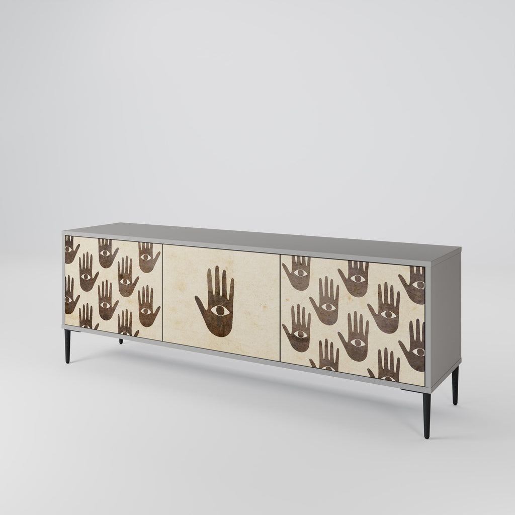 VOIR PLUS Meuble TV 3 portes en finition grise