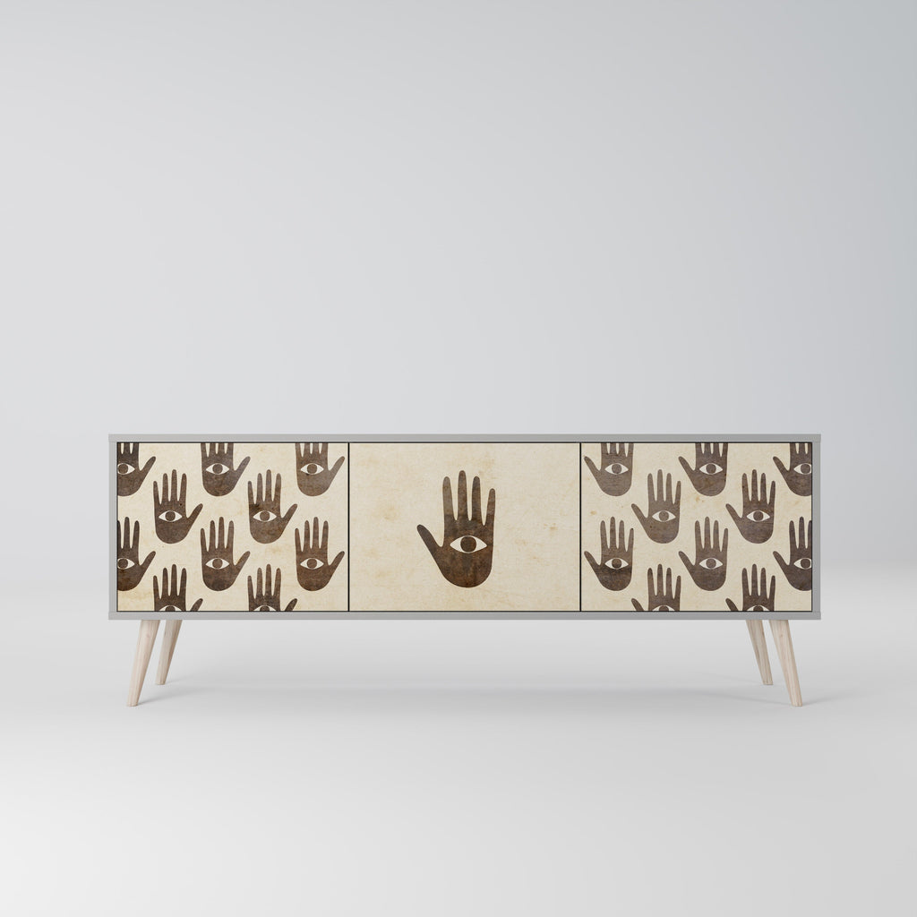 VOIR PLUS Meuble TV 3 portes en finition grise