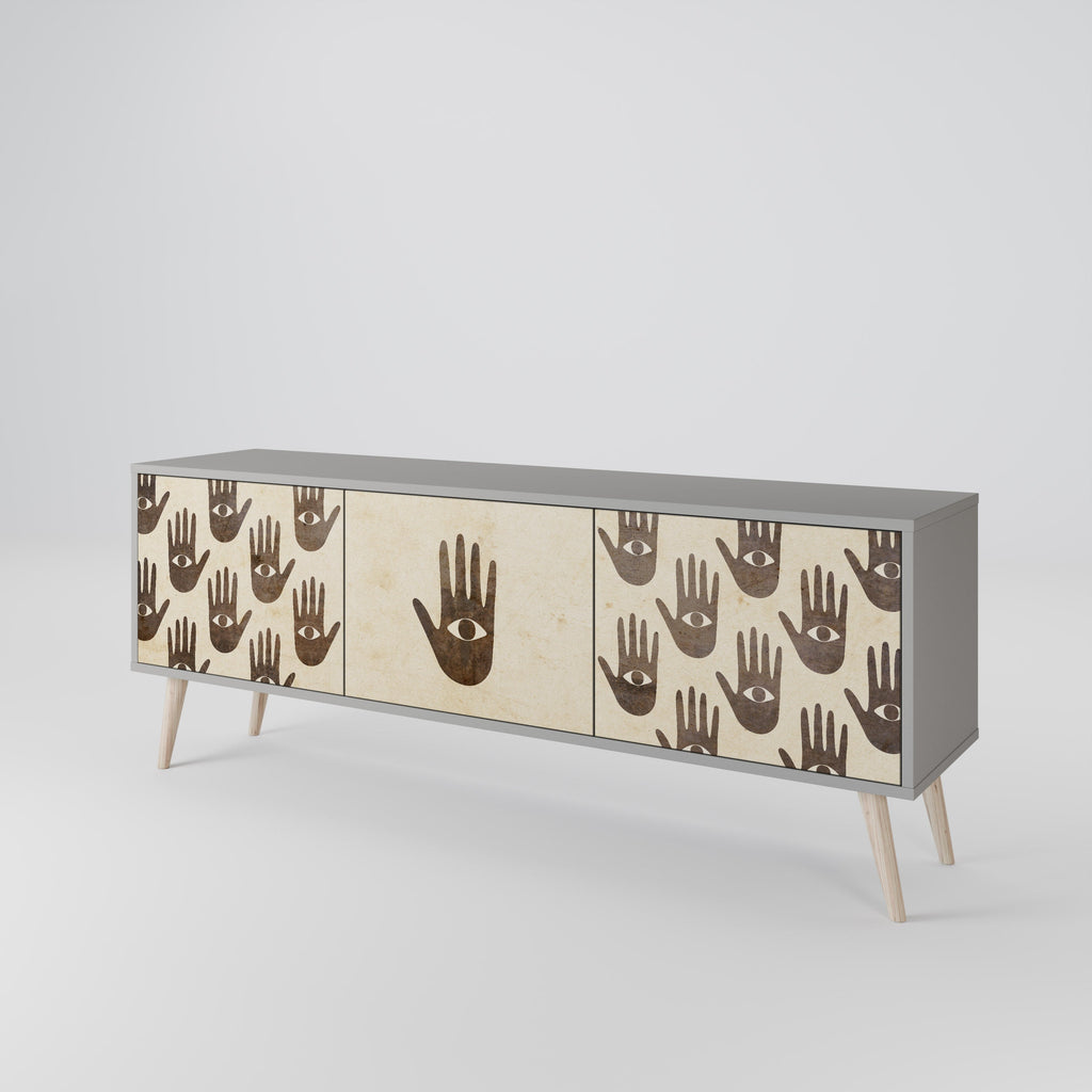 VOIR PLUS Meuble TV 3 portes en finition grise