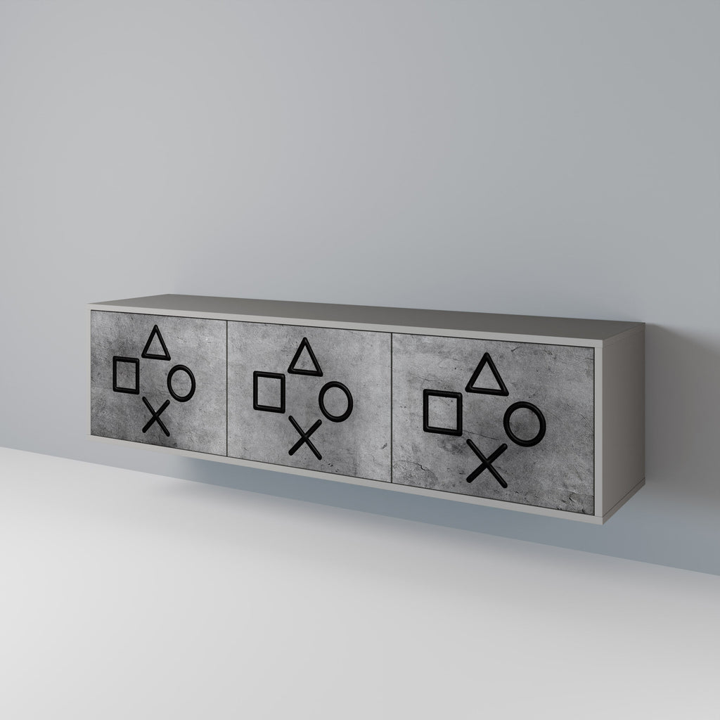 Meuble TV 3 portes GAMER CHOICE finition grise