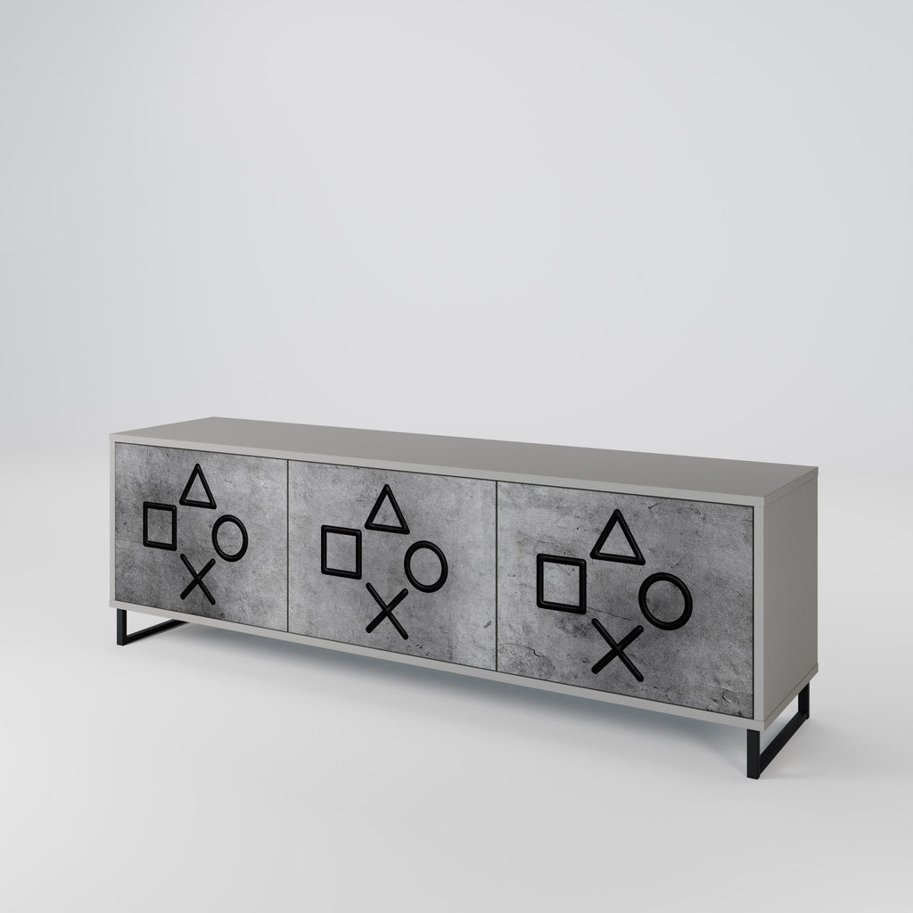 Meuble TV 3 portes GAMER CHOICE finition grise