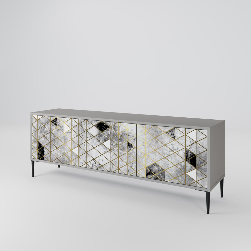 Meuble TV 3 portes ASHEN ARIA, finition grise