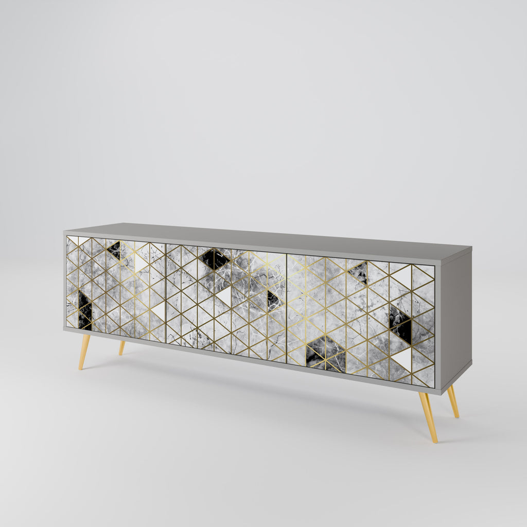 Meuble TV 3 portes ASHEN ARIA, finition grise