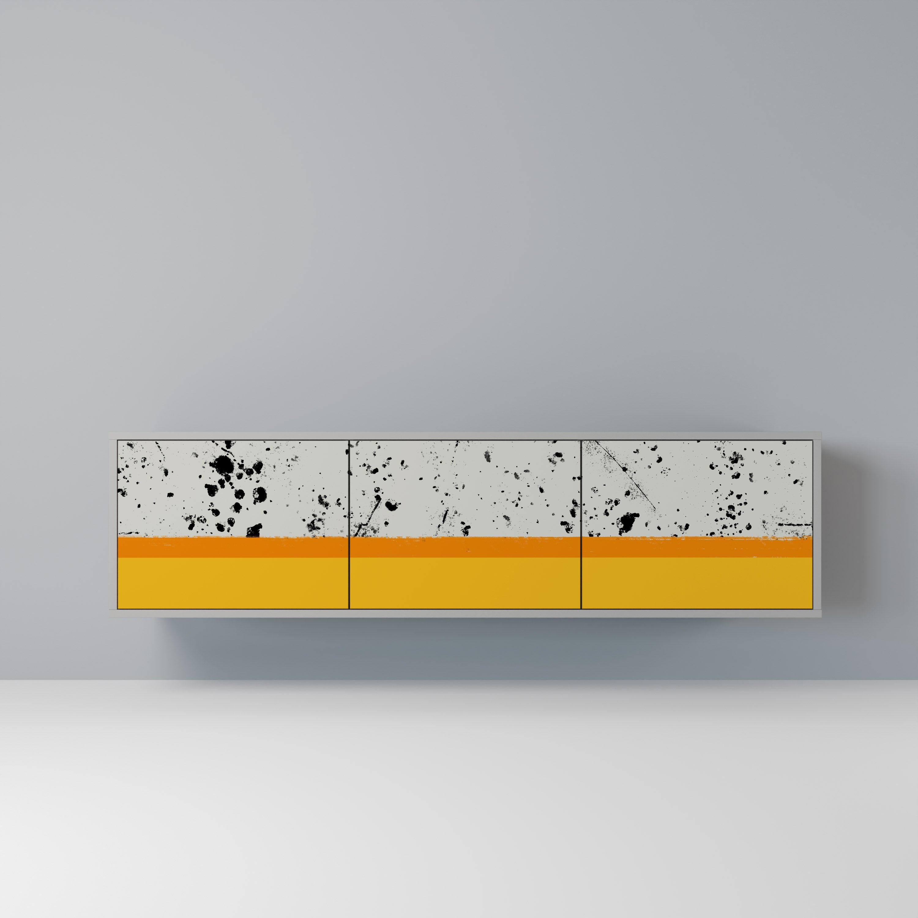 Meuble TV 3 portes DYED BY ORANGE finition grise