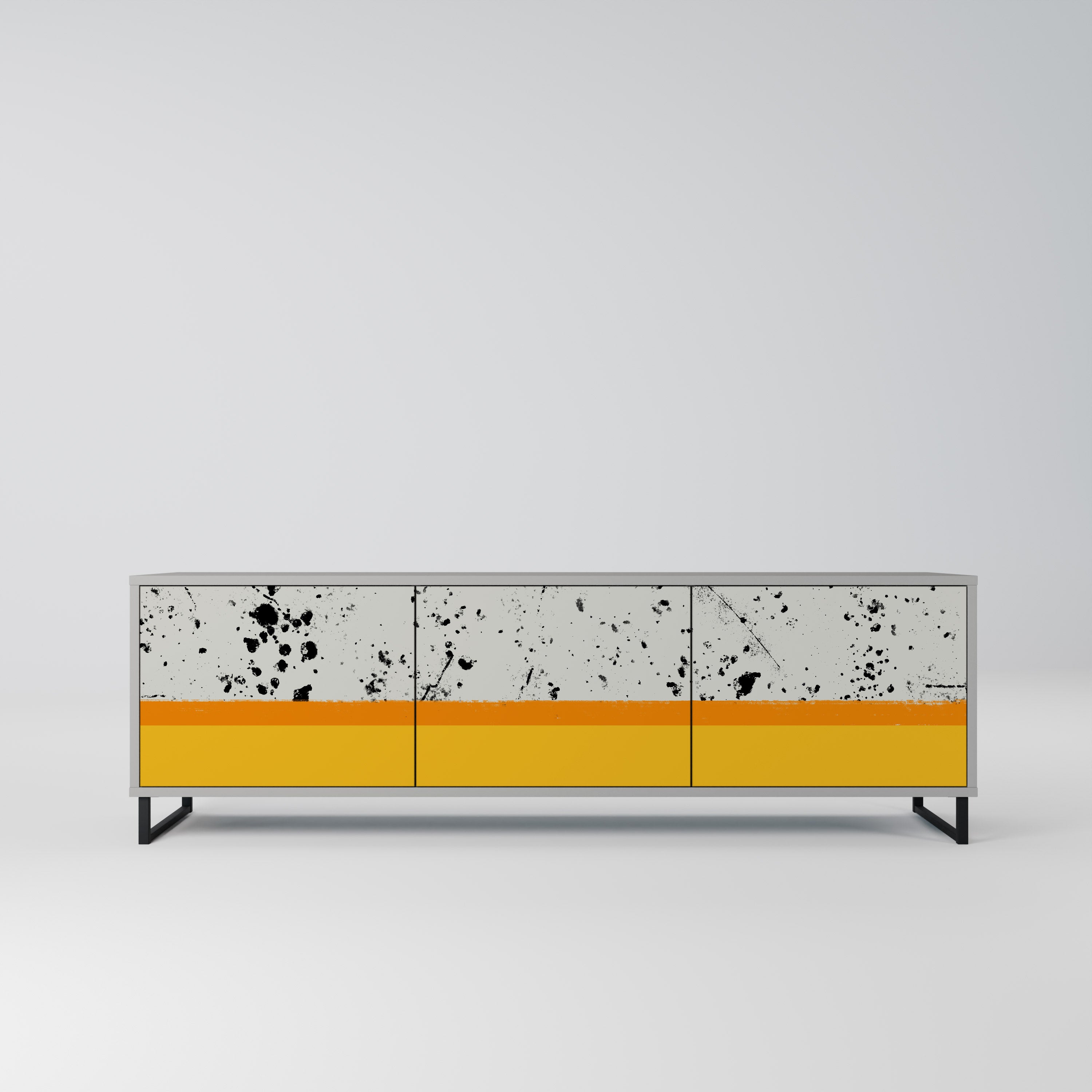 Meuble TV 3 portes DYED BY ORANGE finition grise