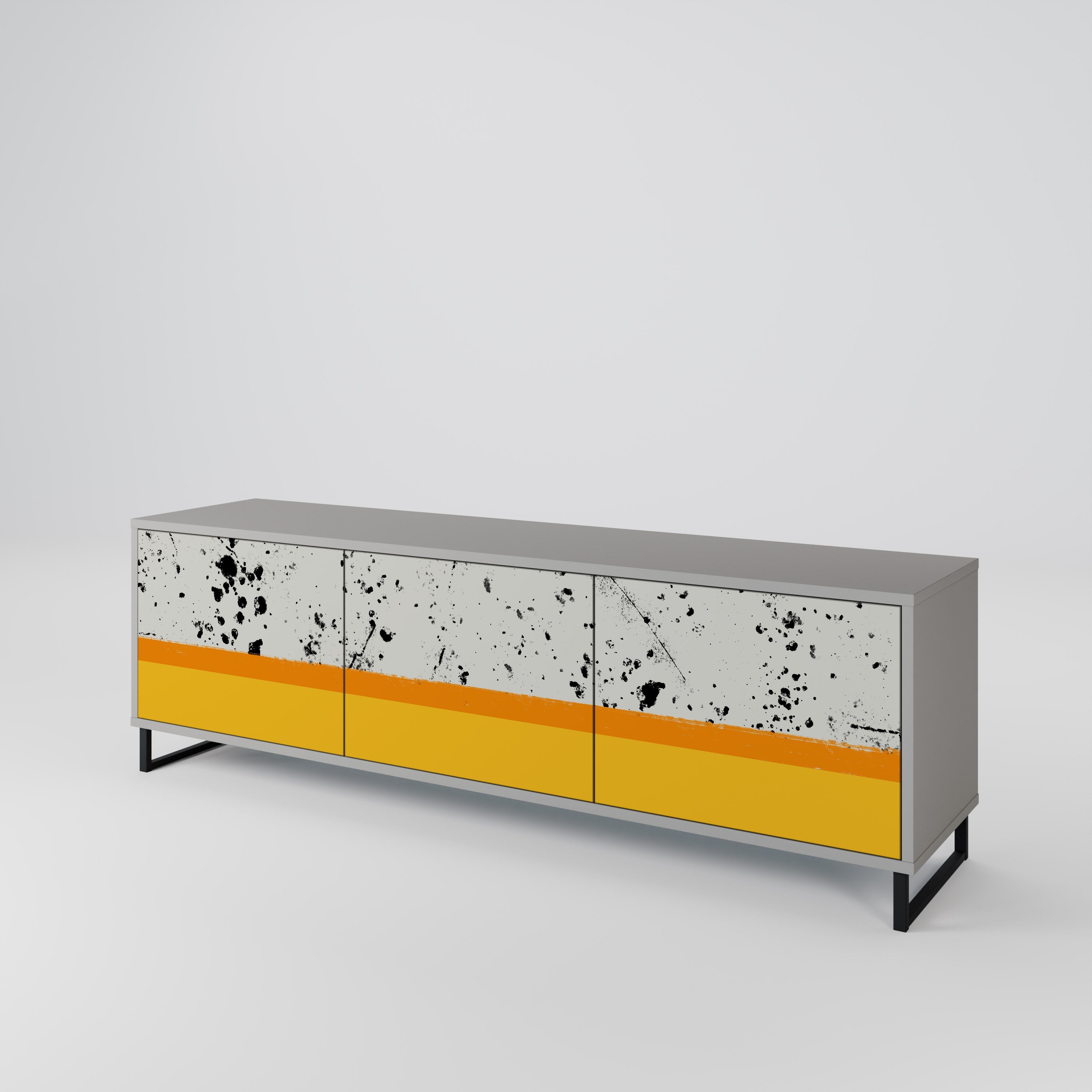 Meuble TV 3 portes DYED BY ORANGE finition grise