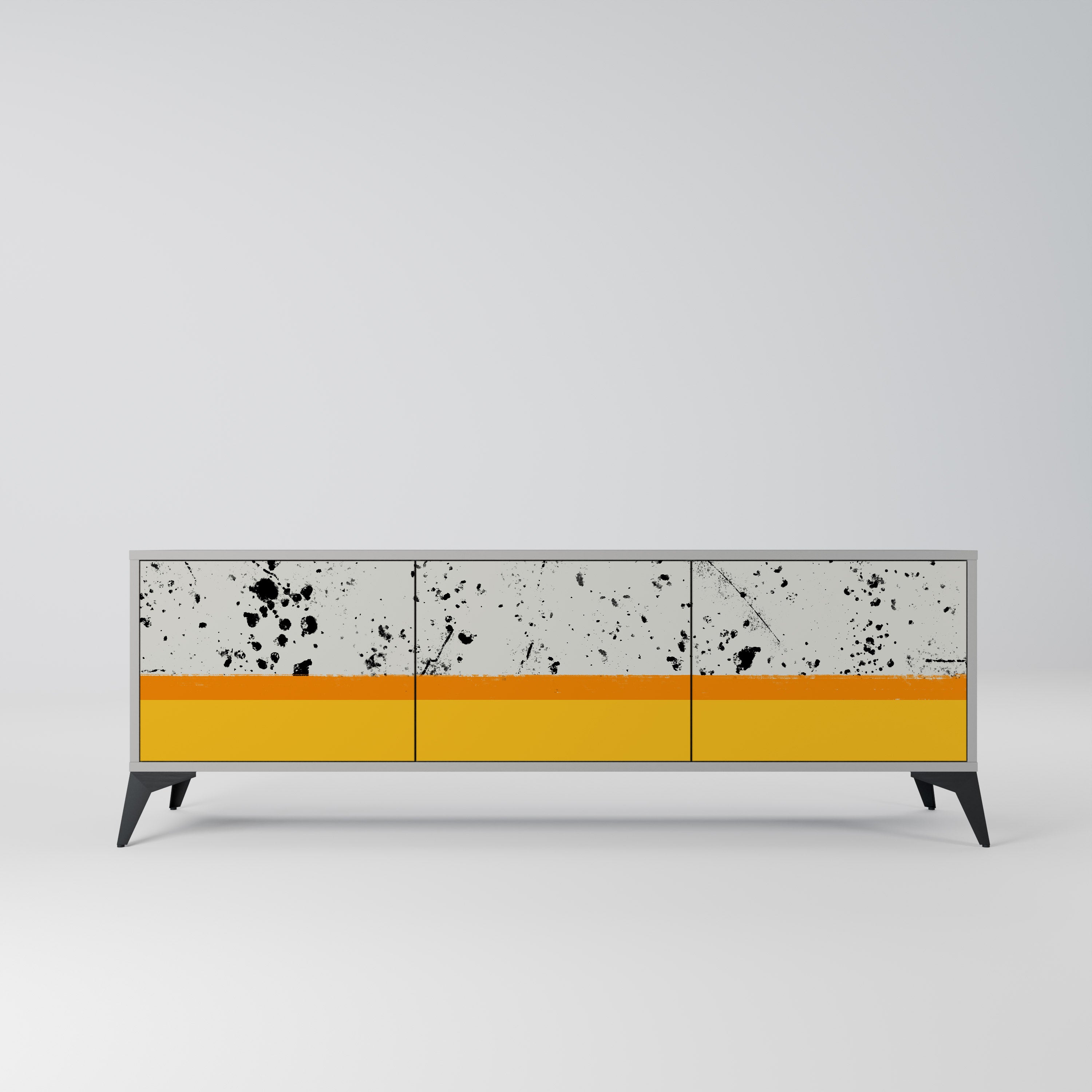 Meuble TV 3 portes DYED BY ORANGE finition grise