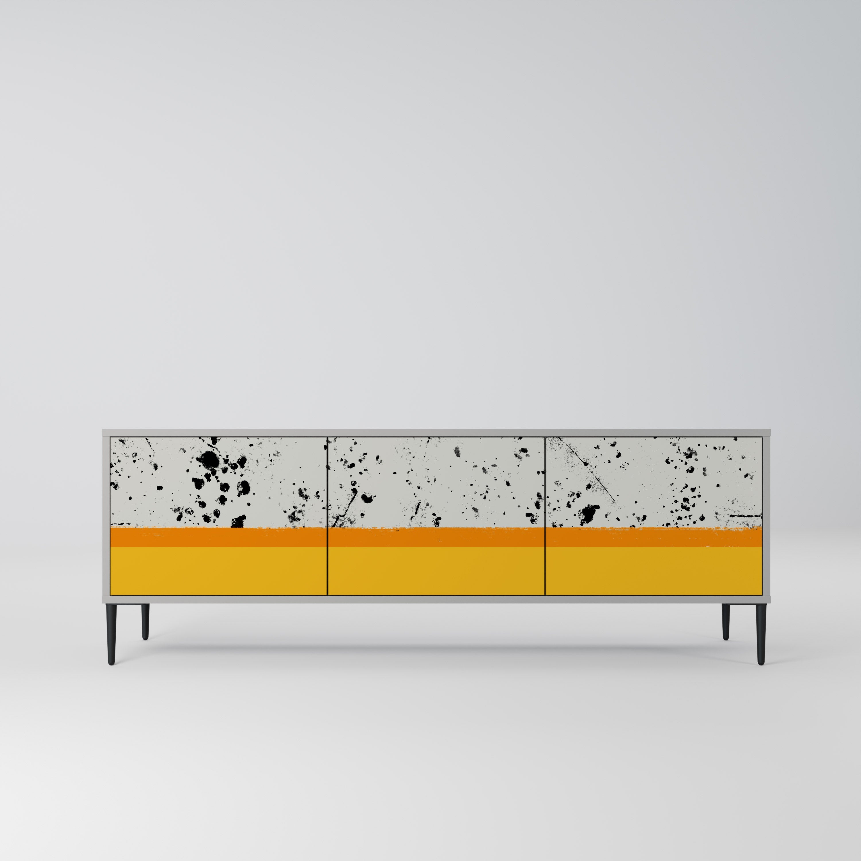 Meuble TV 3 portes DYED BY ORANGE finition grise