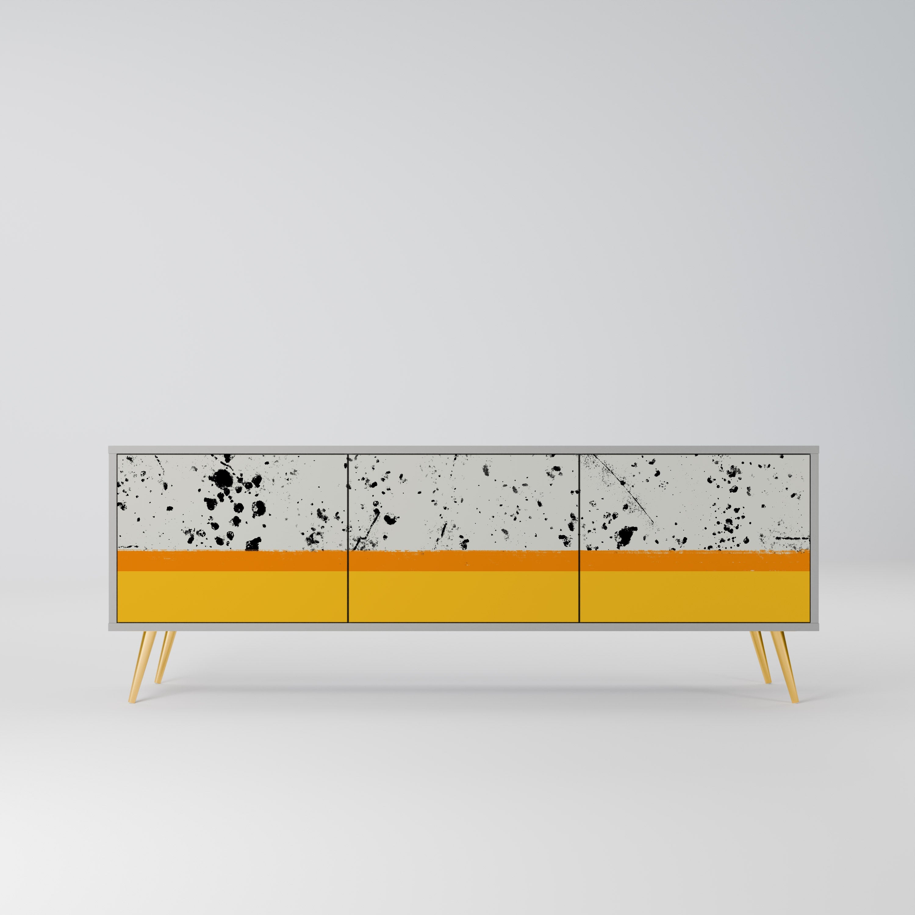 Meuble TV 3 portes DYED BY ORANGE finition grise