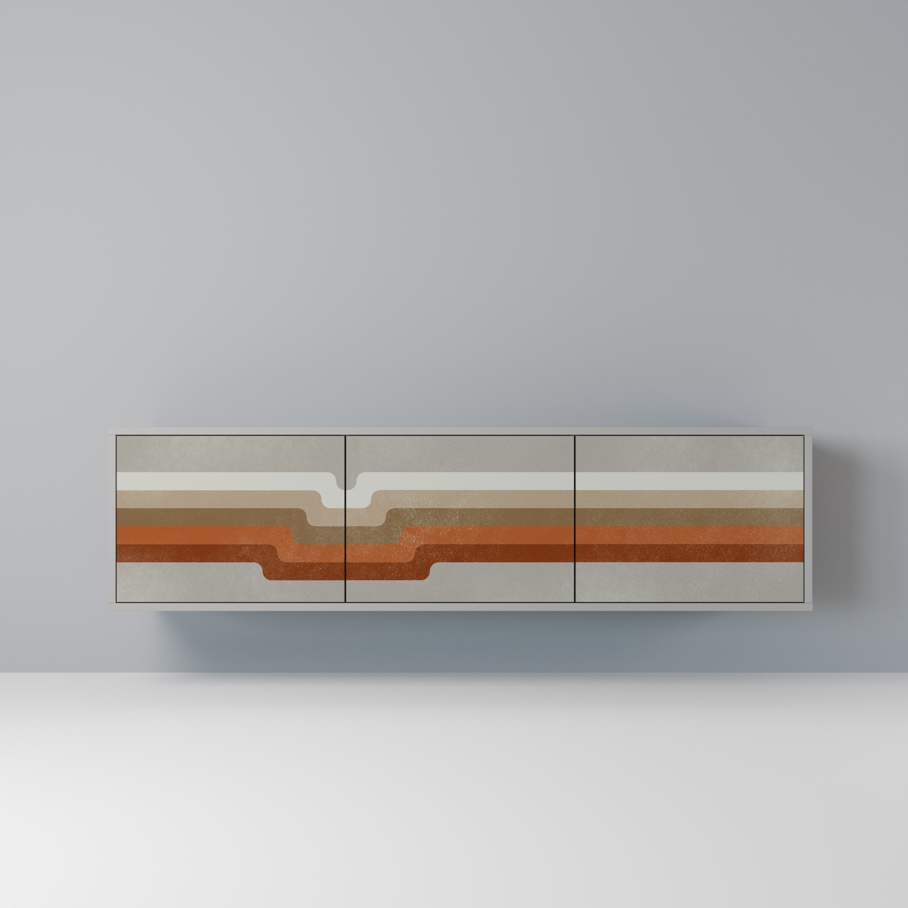 Meuble TV 3 portes PECULIAR TRAIL finition grise