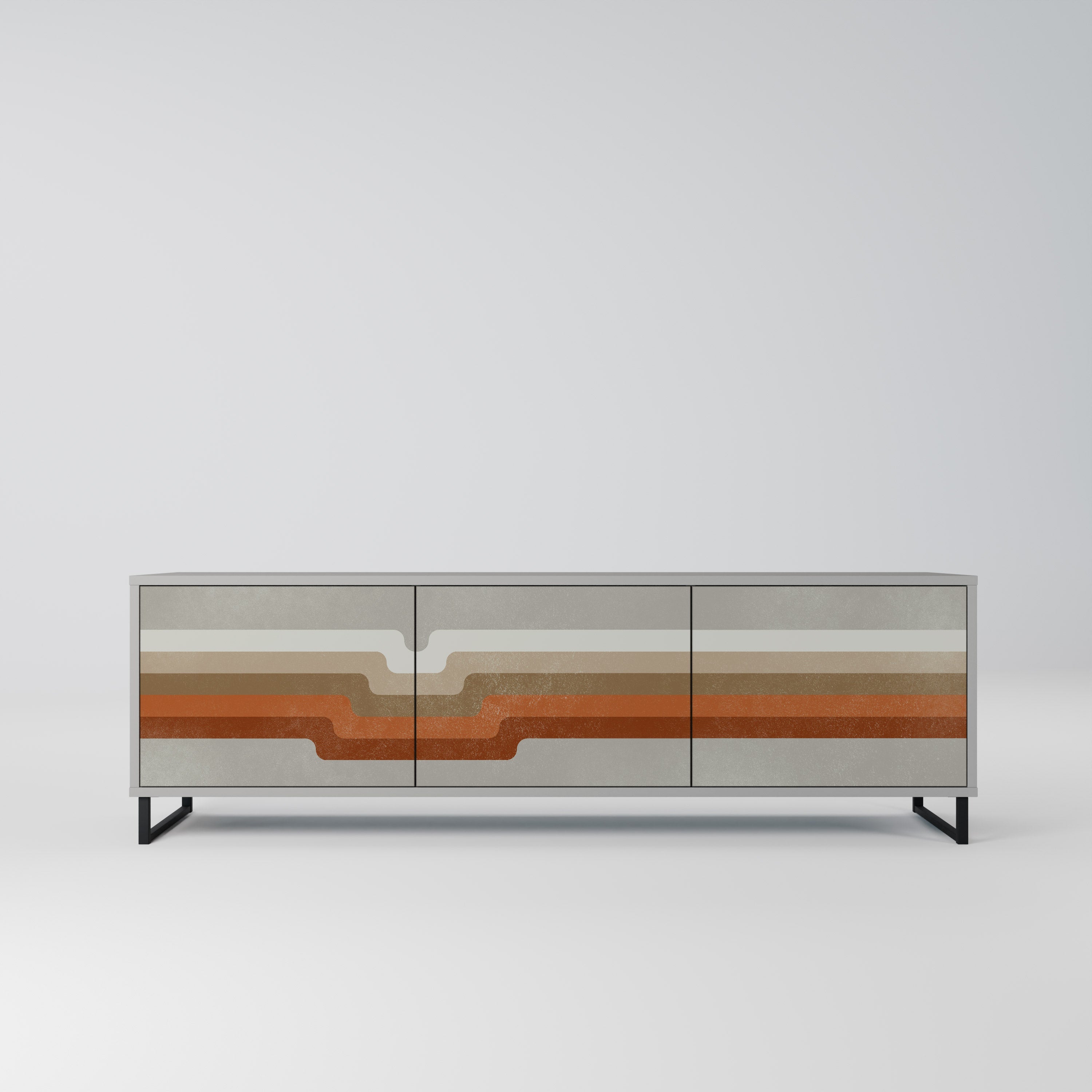 Meuble TV 3 portes PECULIAR TRAIL finition grise