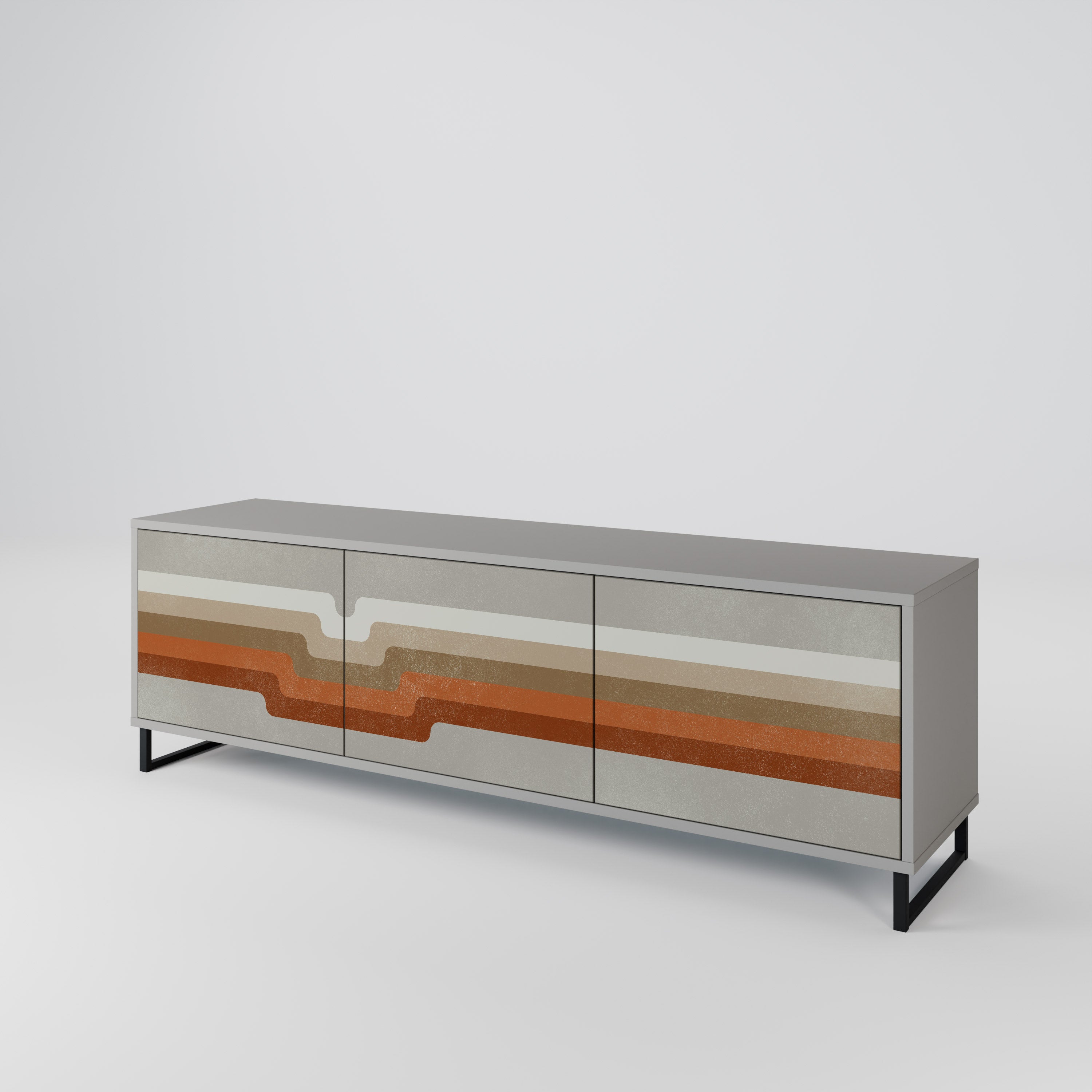 Meuble TV 3 portes PECULIAR TRAIL finition grise