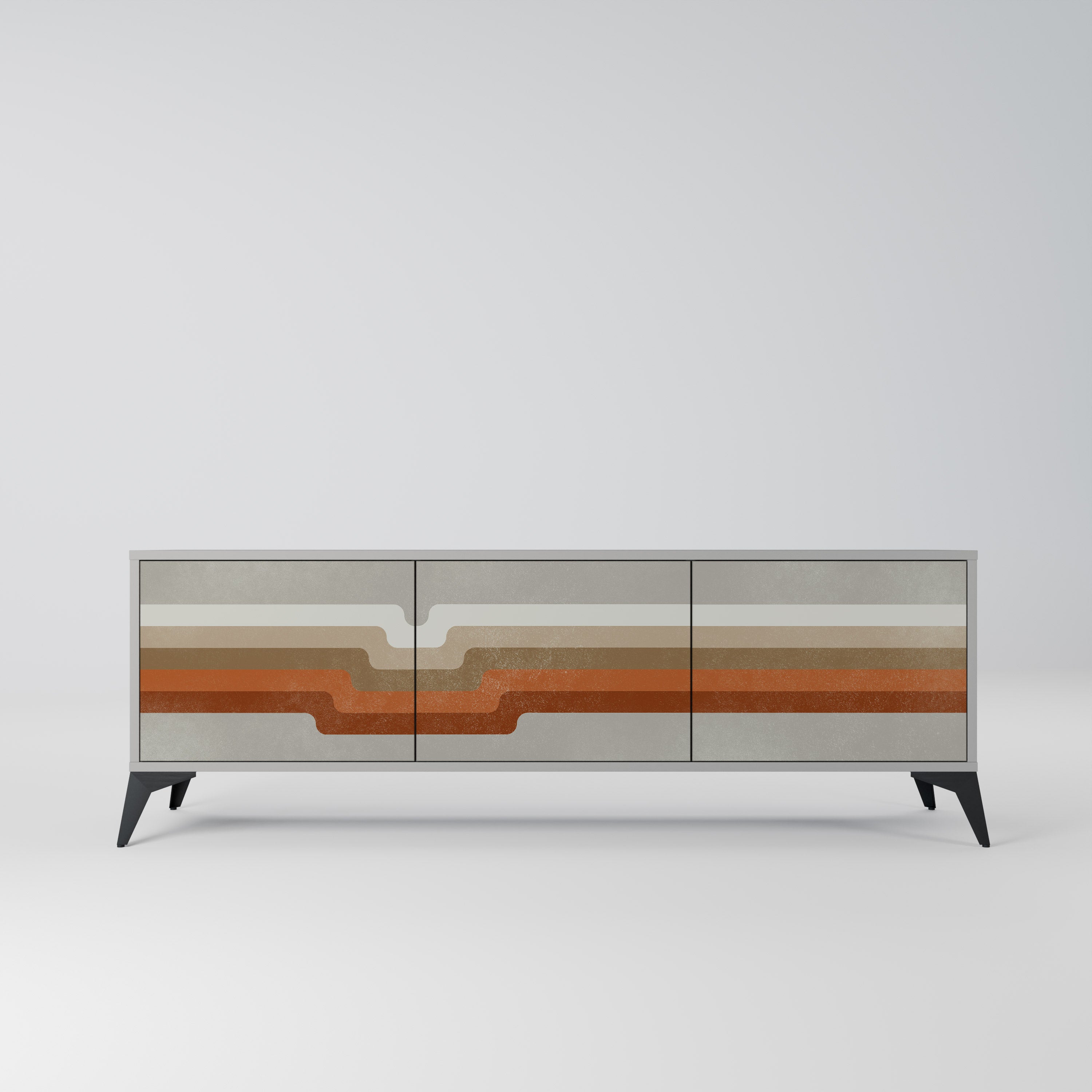 Meuble TV 3 portes PECULIAR TRAIL finition grise