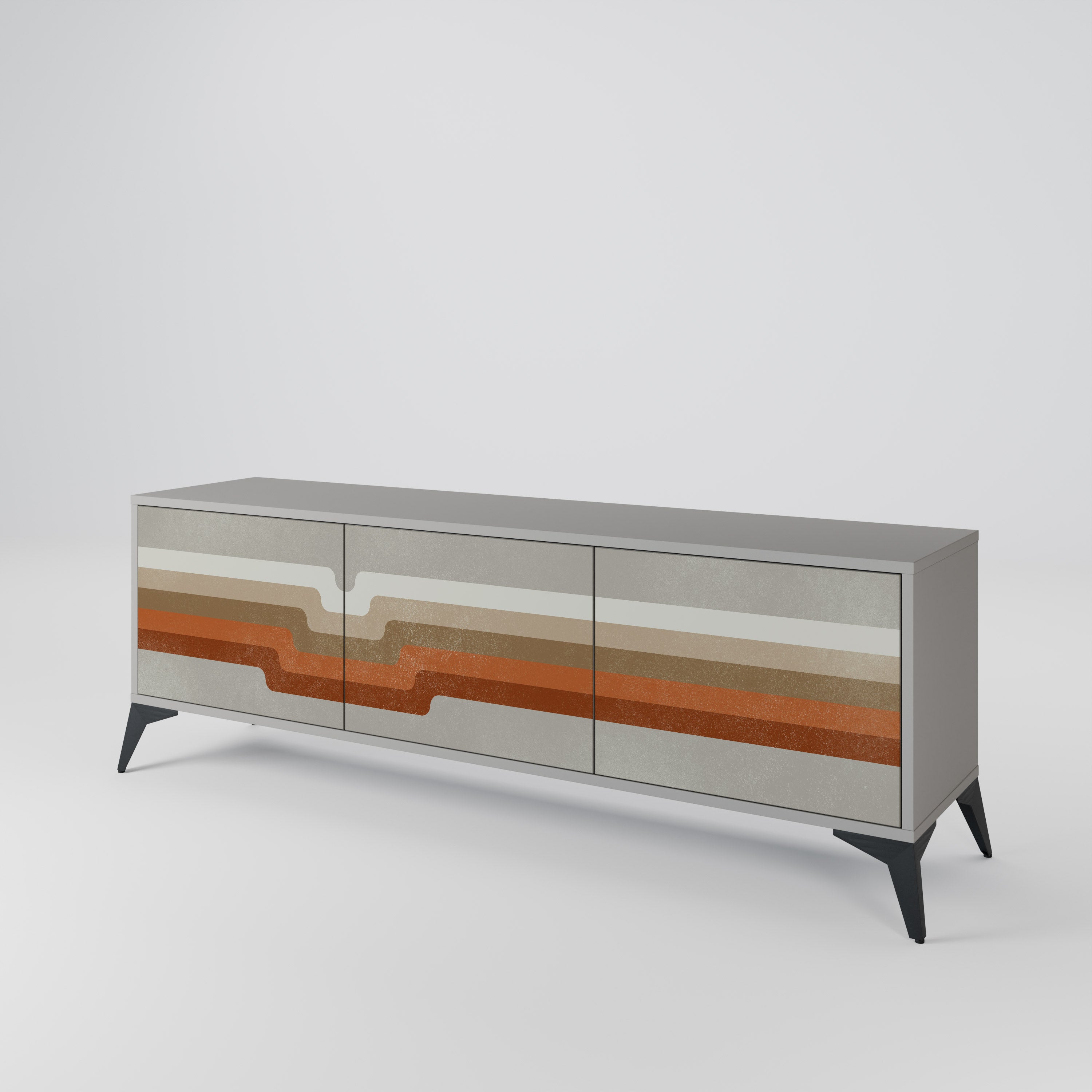 Meuble TV 3 portes PECULIAR TRAIL finition grise