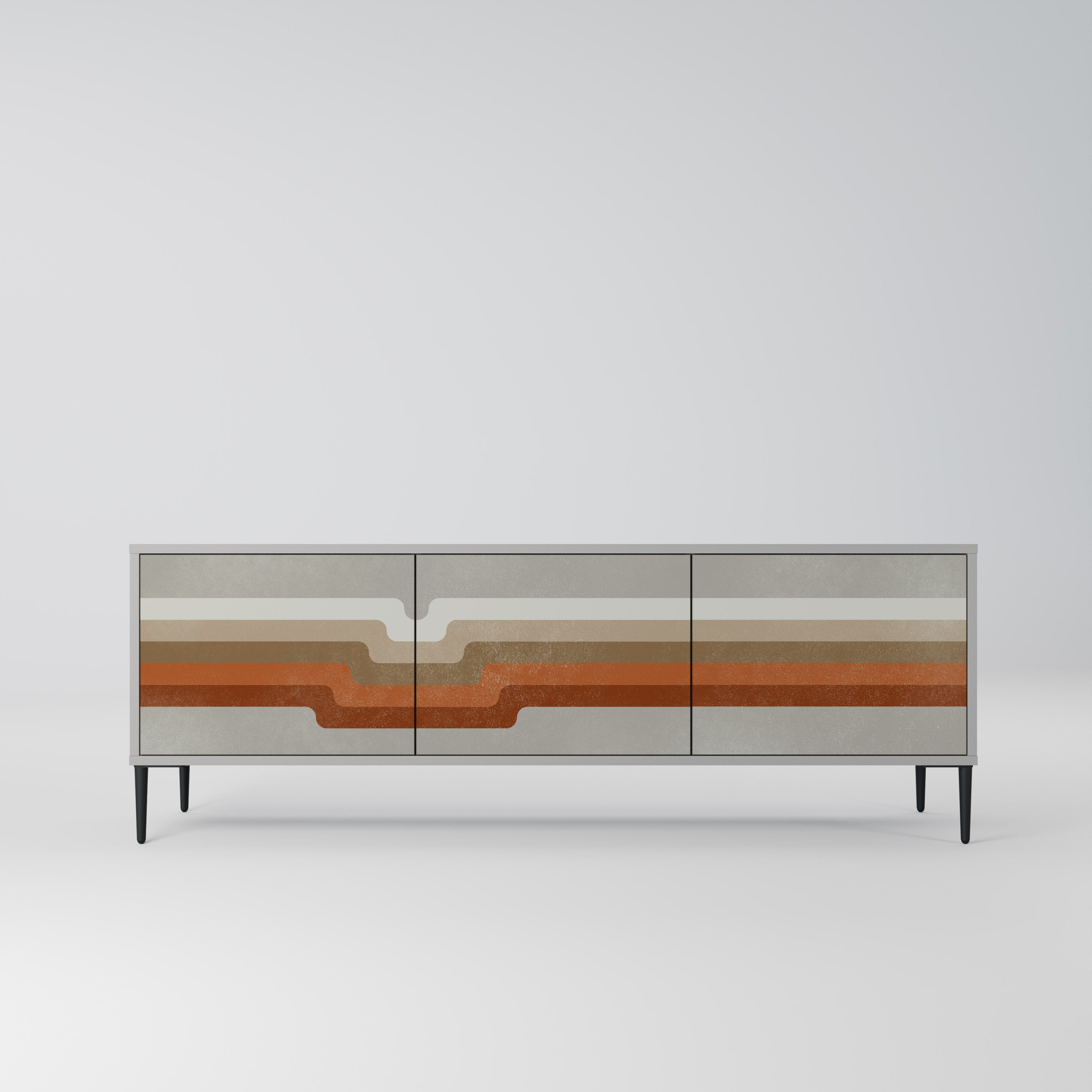 Meuble TV 3 portes PECULIAR TRAIL finition grise