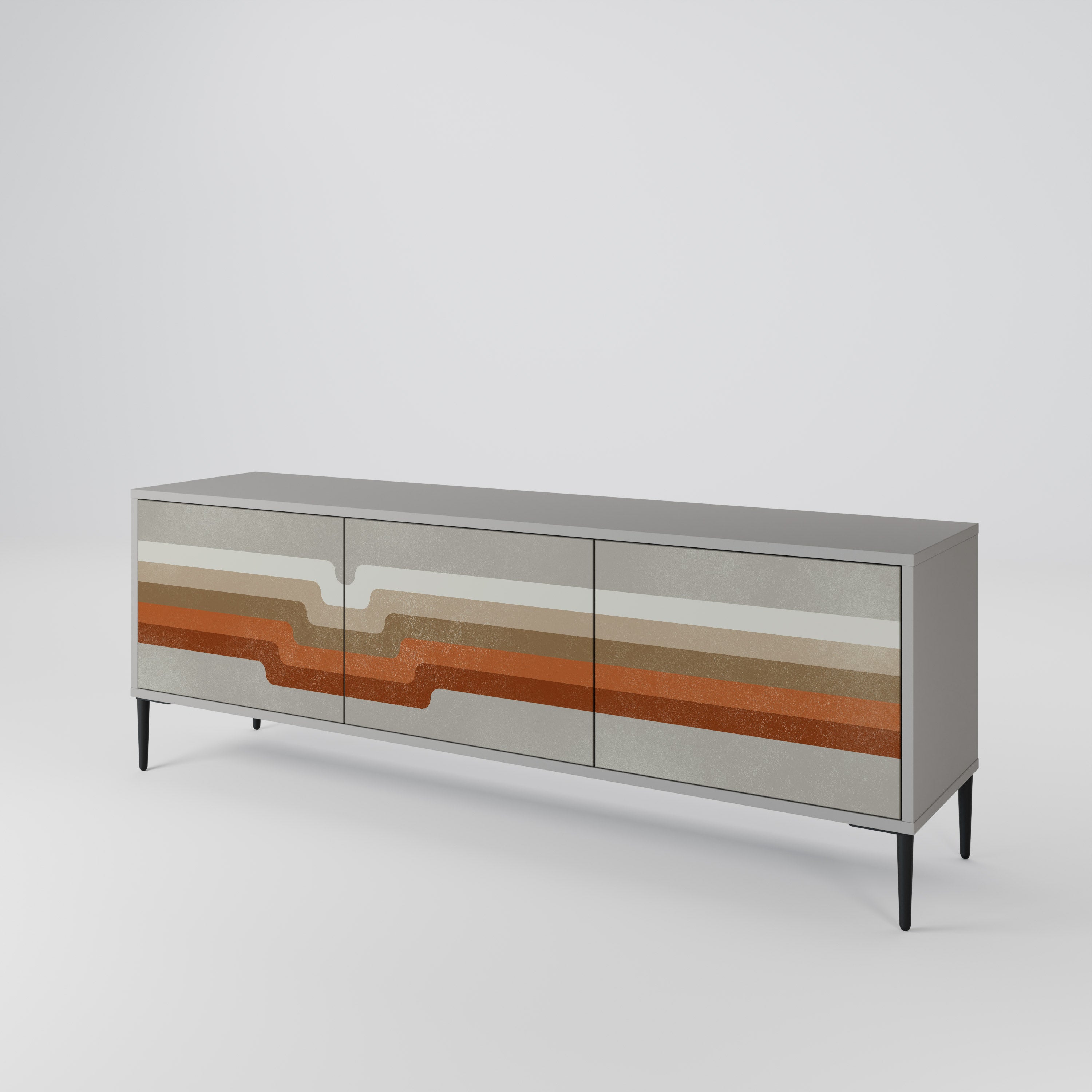 Meuble TV 3 portes PECULIAR TRAIL finition grise