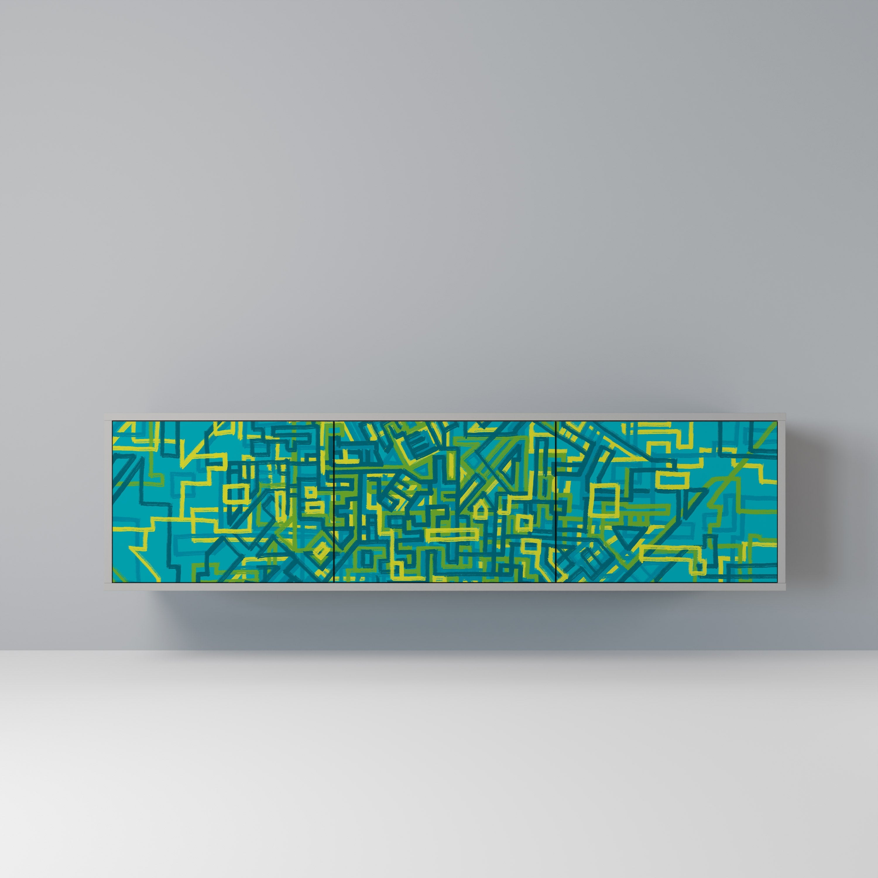 Meuble TV 3 portes NOSTALGIC MEMORIES finition grise