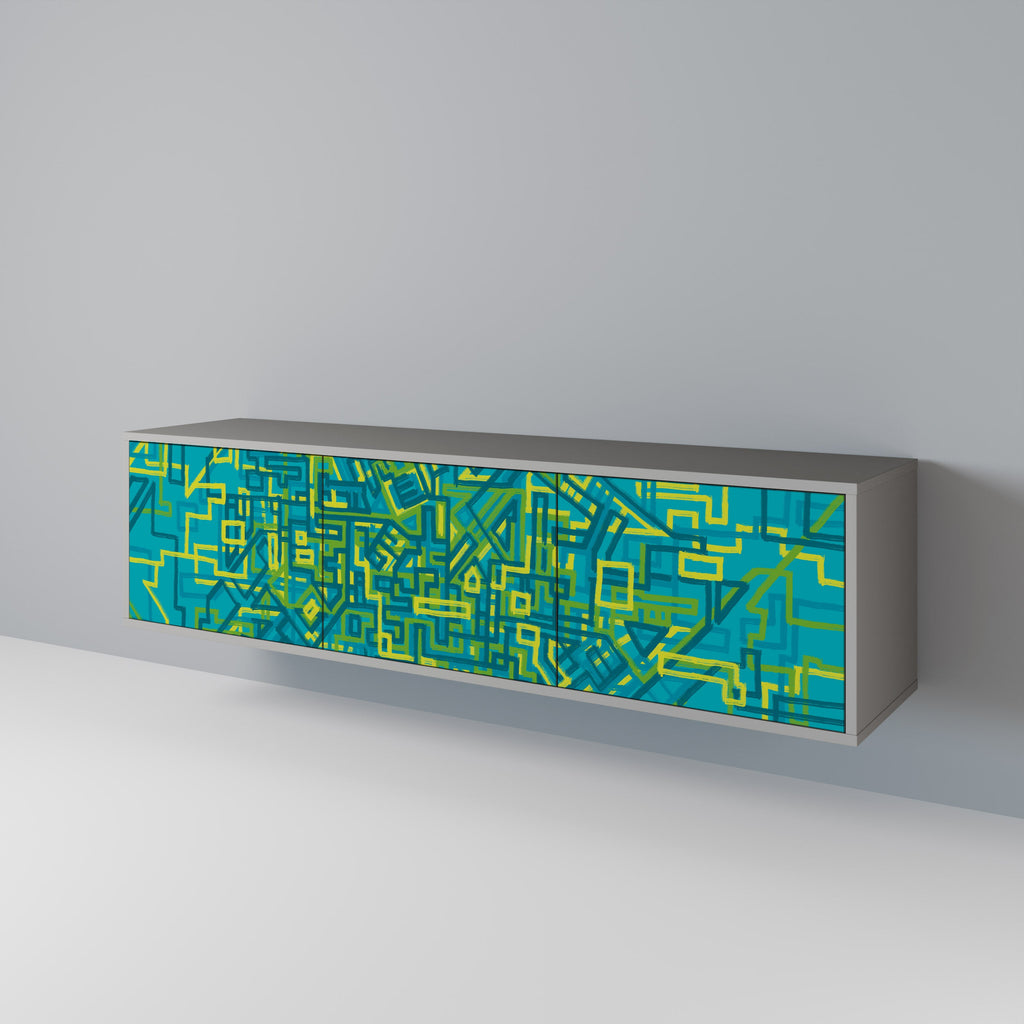 Meuble TV 3 portes NOSTALGIC MEMORIES finition grise