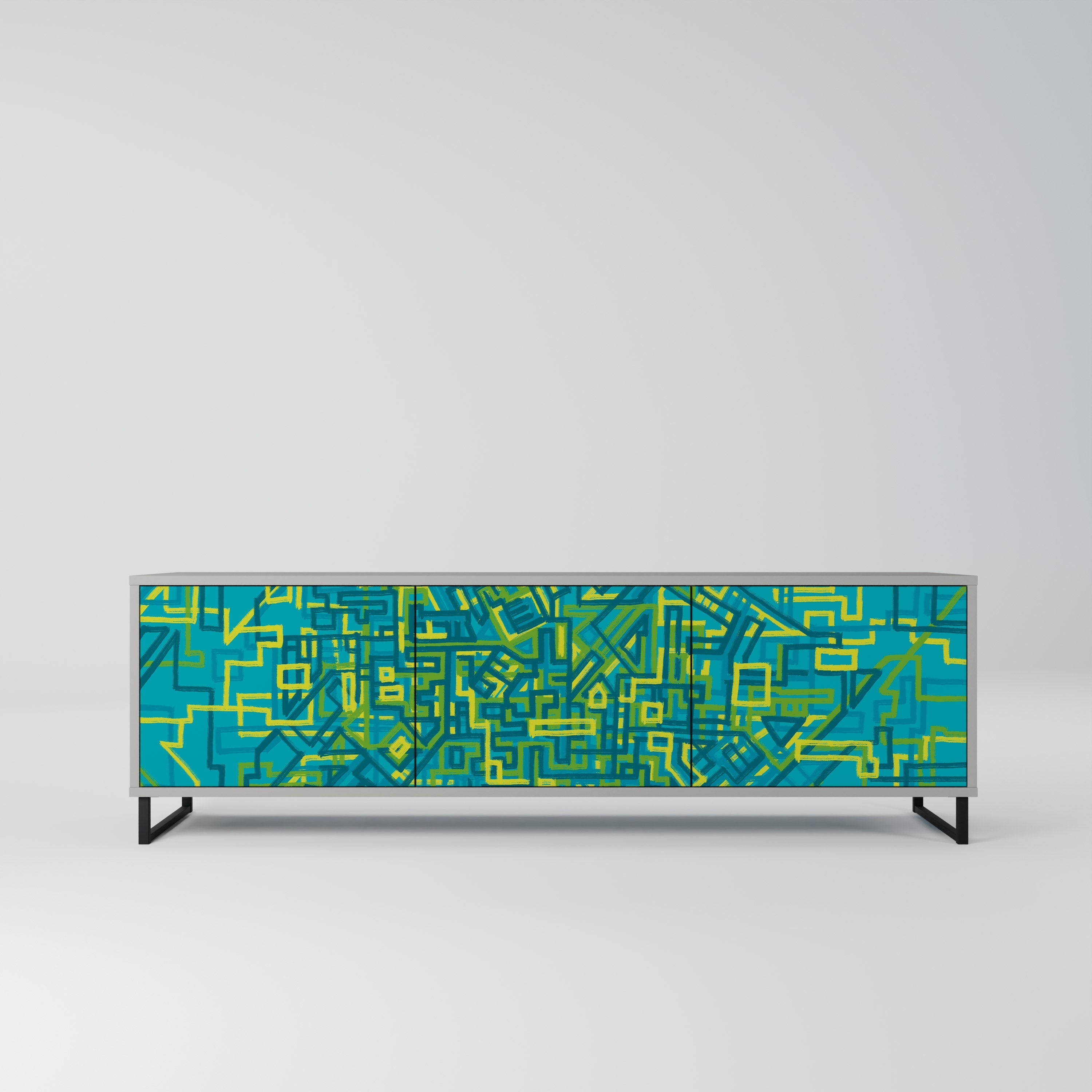 Meuble TV 3 portes NOSTALGIC MEMORIES finition grise